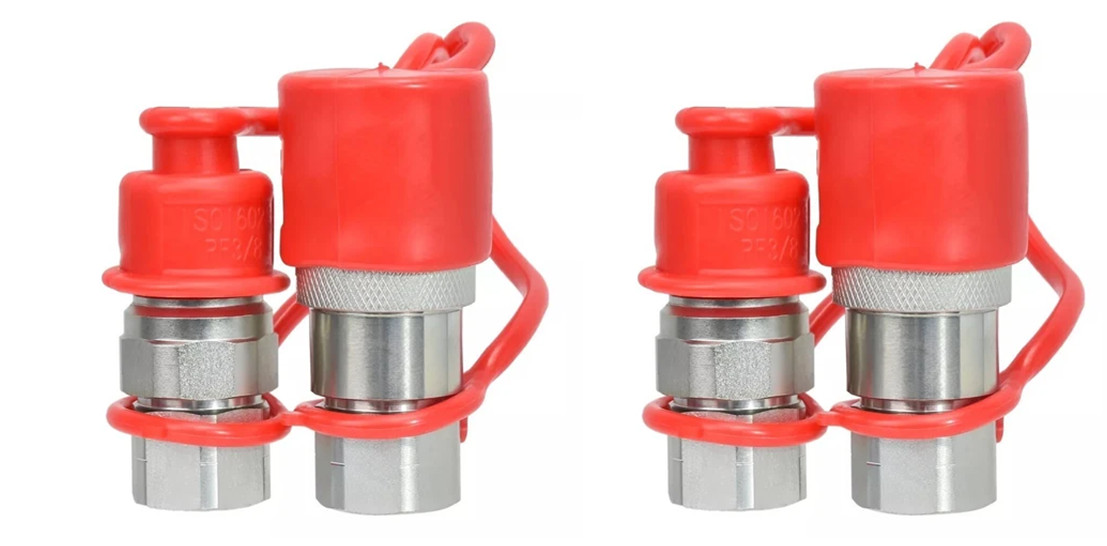 2 Set 3/8″ Flat Face Hydraulic Quick Connect Coupler Set , 3/8″ NPT Thread
