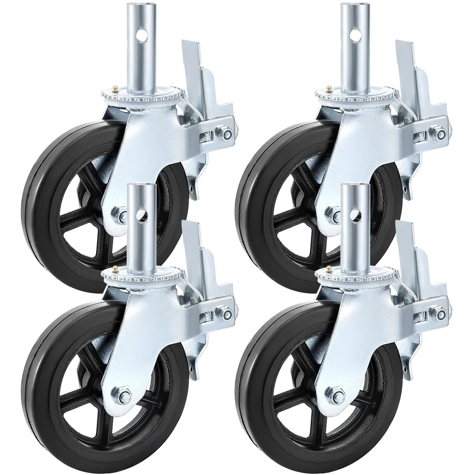 4 Pack 8″ x 2″ Heavy Duty Scaffolding Rubber Swivel Caster With Dual Locking’110