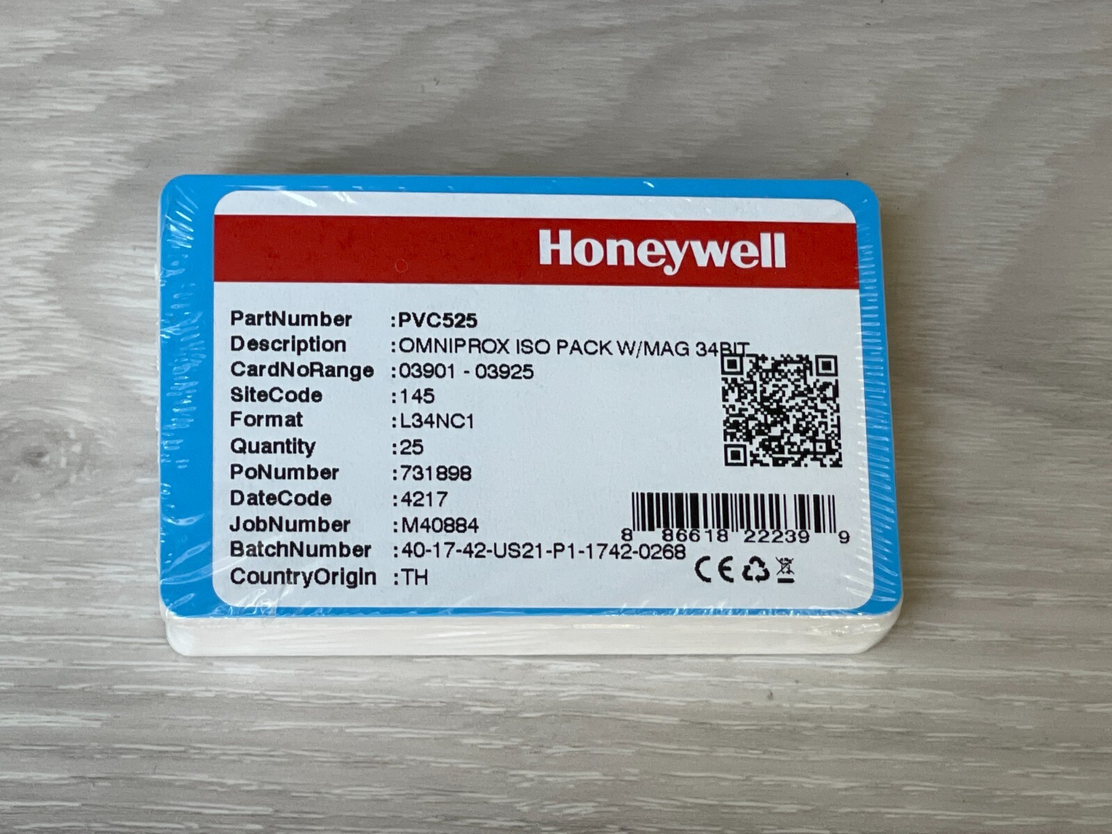 New Sealed Honeywell PVC525 ISO Cards – w/ Mag Stripe for OmniProx – Pack of 25