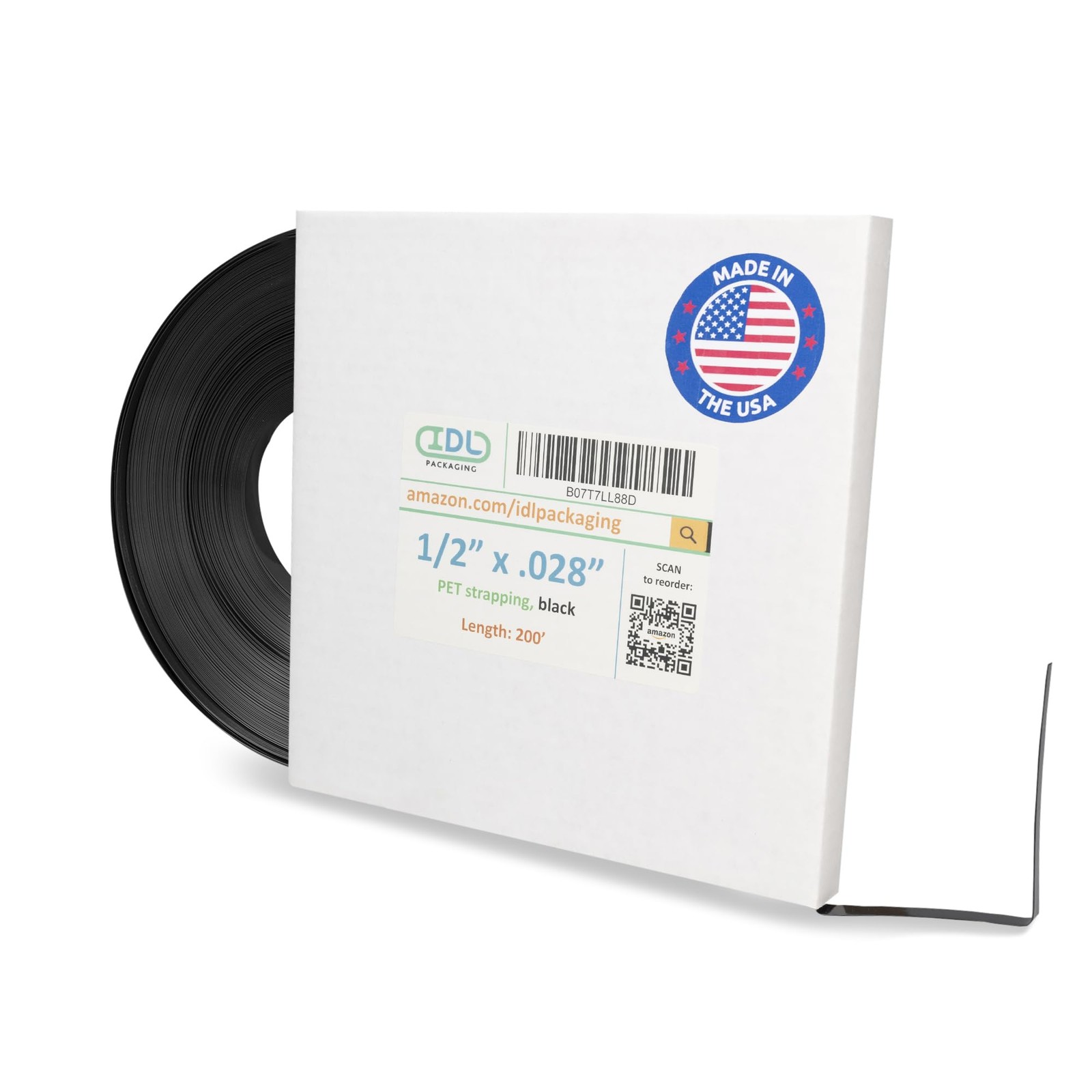1/2″ x .028″ x 200′ Mini Polyester (PET) Strapping Coil, 760 lbs Breaking Str…
