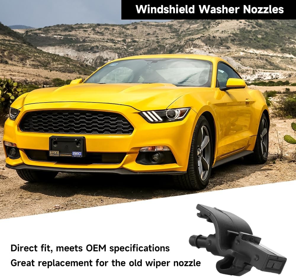 Front Windshield Washer Nozzles Wiper Spray Nozzle – Compatible for Ford Mustang