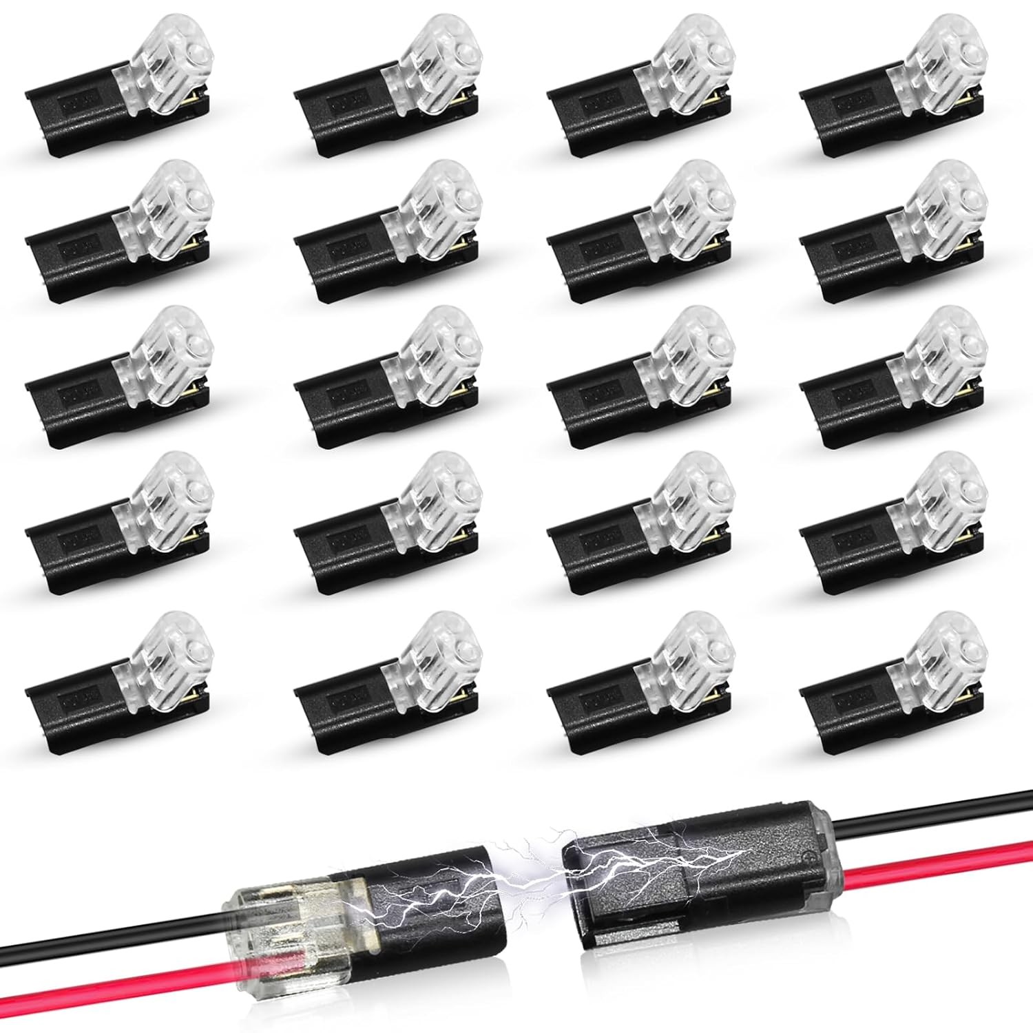 20/50pcs Double-Wire Plug-in Connector Led Light Strip Fast Connectors with 2Pin