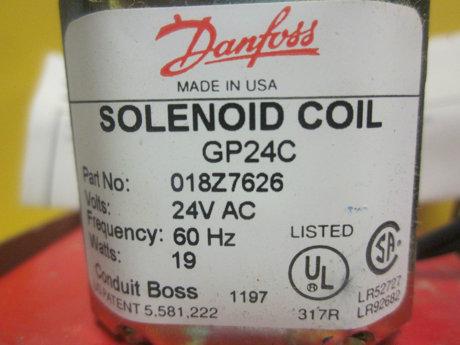 * NEW DANFOSS SOLENOID COIL GP24C 24V. AC 60 Hz. 19 WATTS ……..WL-34