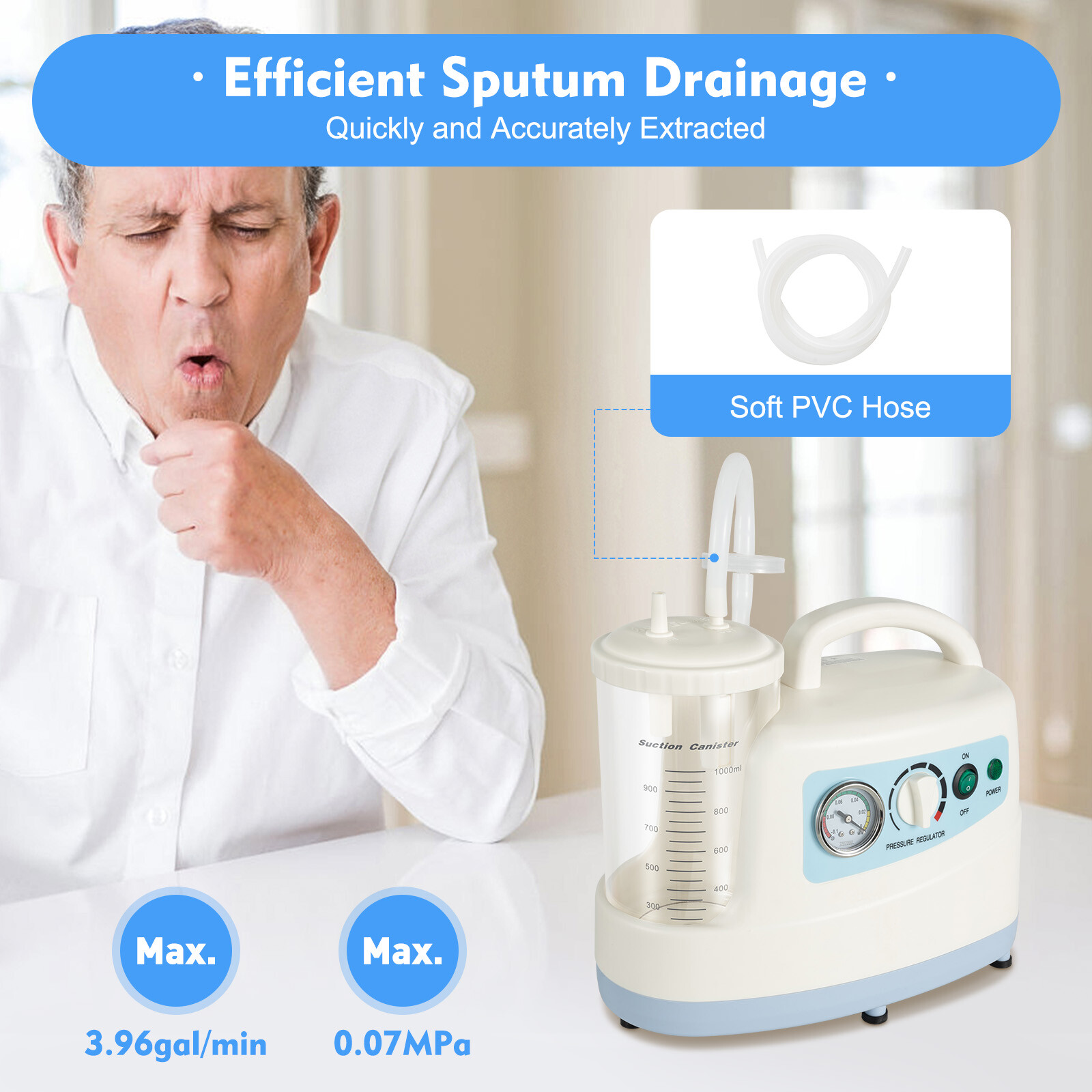 Emergency Medical Portable Aspirator Vacuum Phlegm Unit Mucus Suction Machine