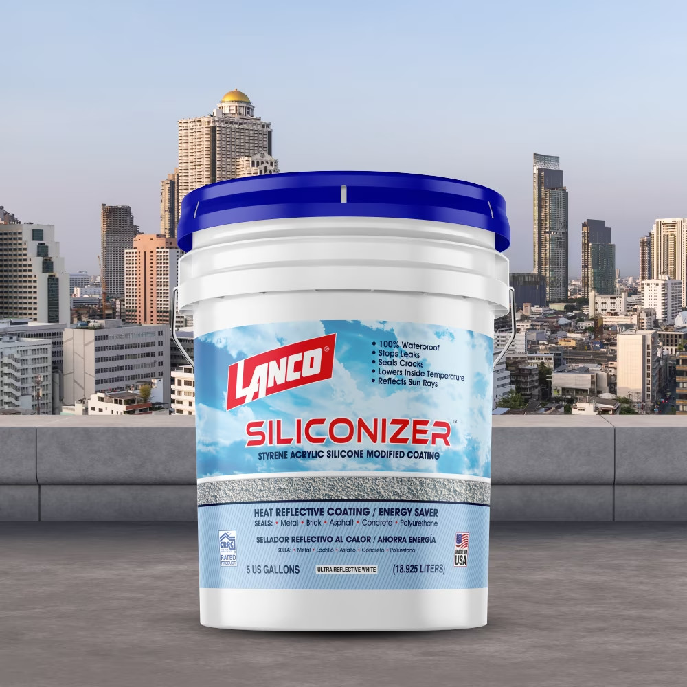 Lanco Siliconizer Acrylic Elastomeric White Reflective Roof Sealer, 5 gallon