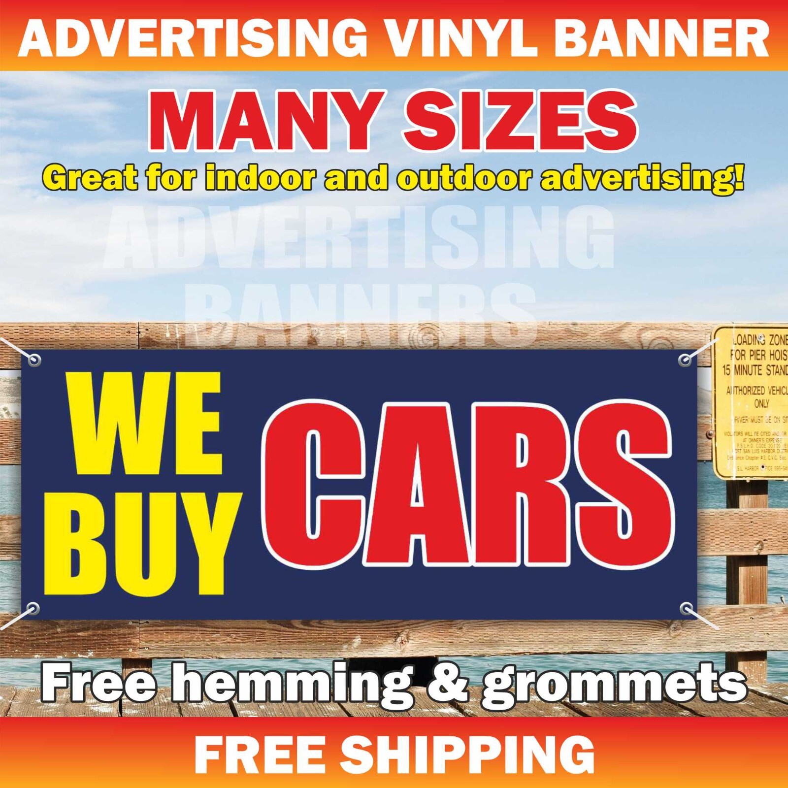 WE BUY CARS Advertising Banner Vinyl Mesh Sign trades auto sale dealer service
