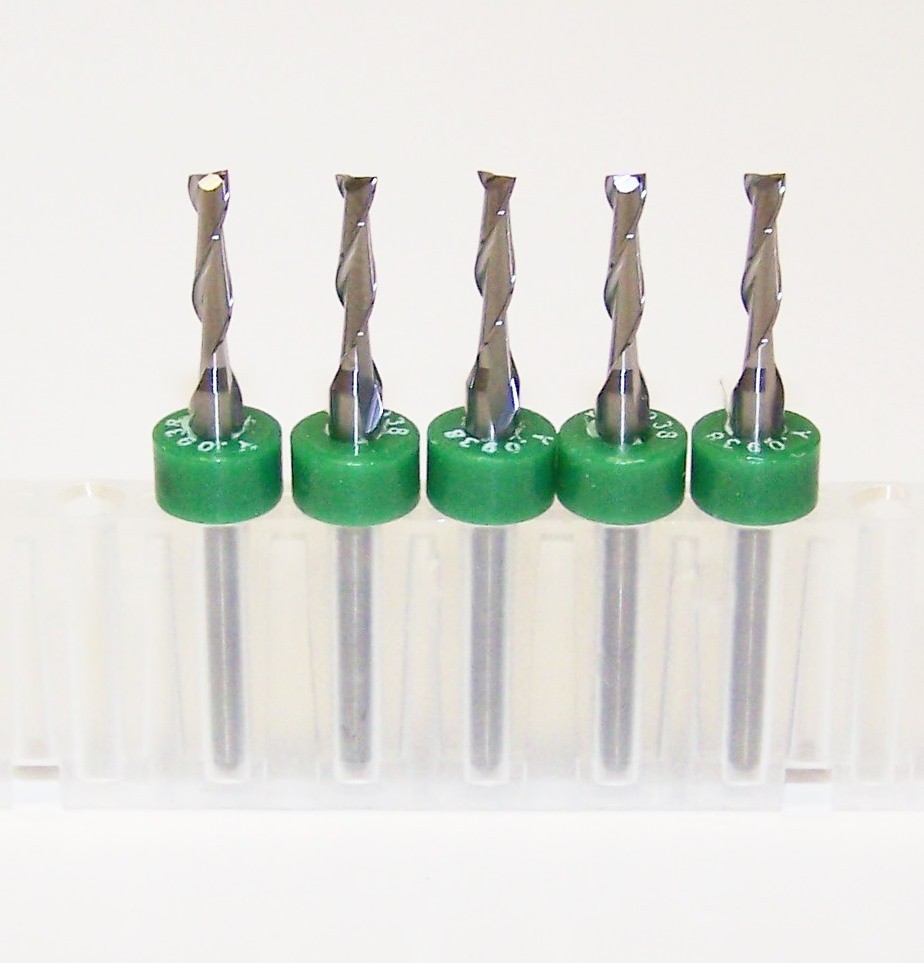 (5) 3/32″ (.0938″) CARBIDE END MILLS 2 FLUTE KYOCERA 1600.0938.390 FOR PLASTIC