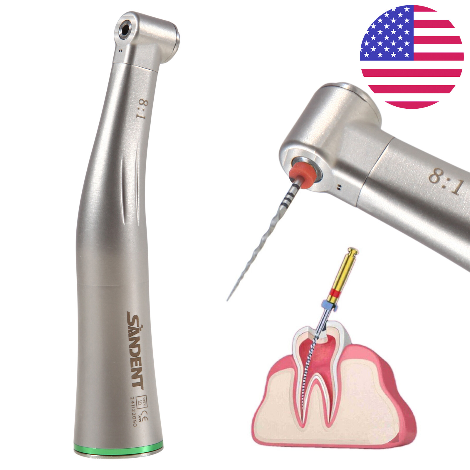 Dental Endo Handpiece 8:1 Contra Angle For Kavo Kerr SybronEndo Elements Motor