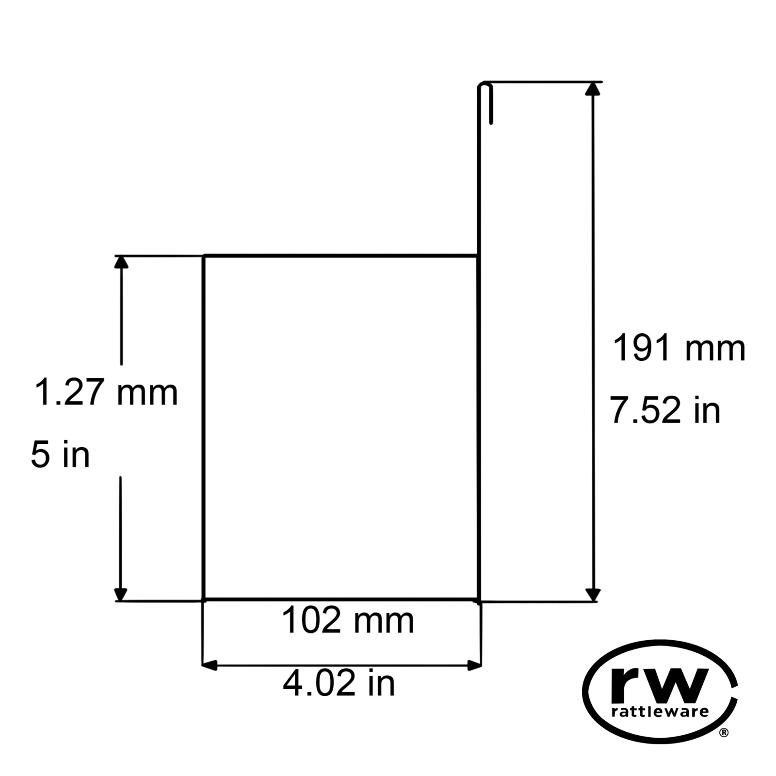 rattleware Extended Basic Holder, Stainless Steel, Hammered Finish, 05220
