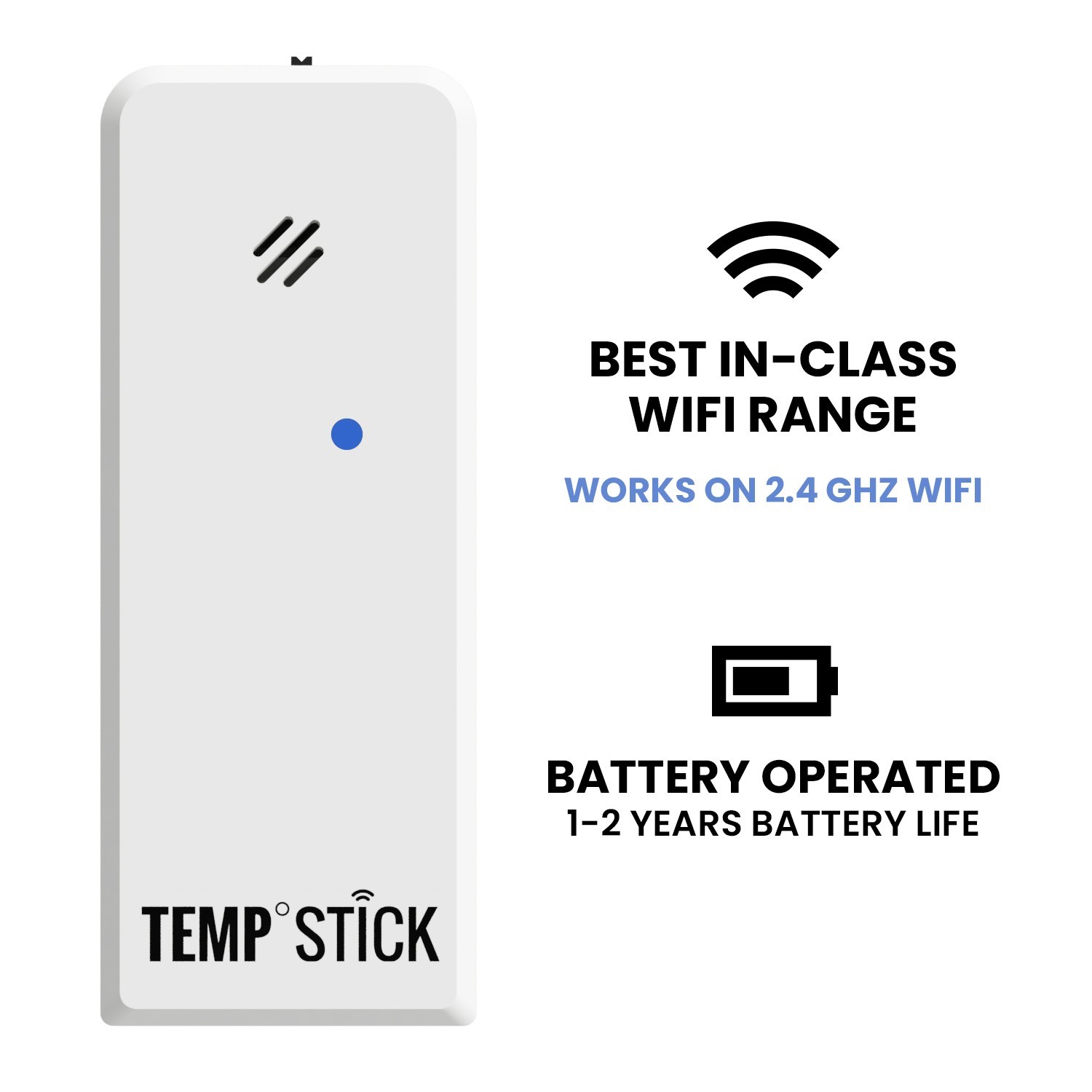 Temp Stick WiFi Temperature & Humidity Sensor 24/7 Monitoring & Alerts (Black)
