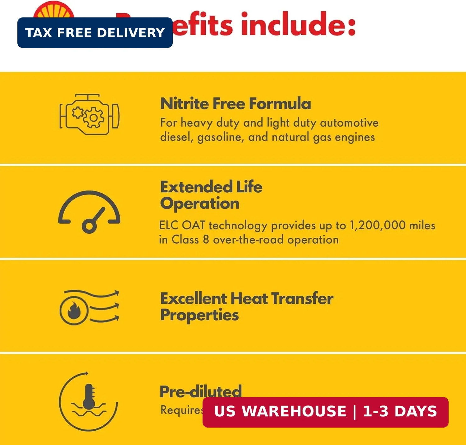 Shell Rotella Nitrite-Free Extended Life ELC Anti-Freeze + Coolant, Pre-Diluted