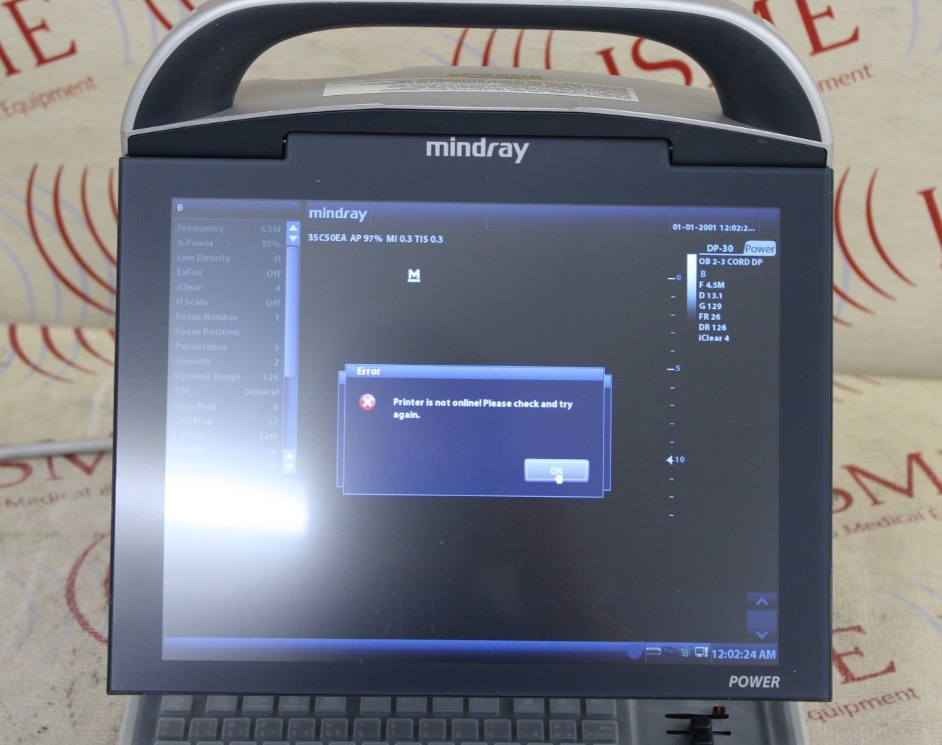 Mindray DP-30 Portable Ultrasound Machine w/ Battery (no trackball)