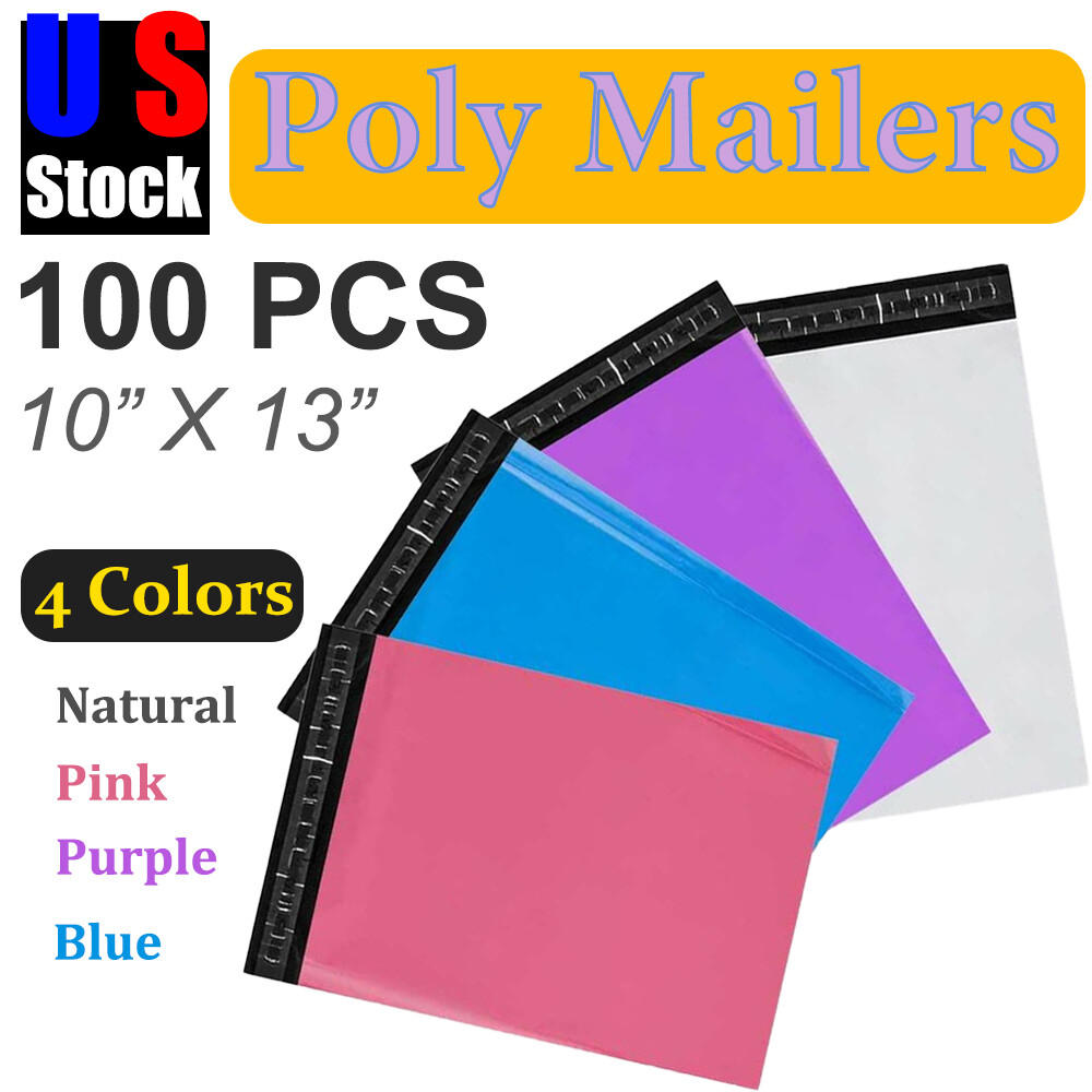 100PCS Poly Mailer Muti-color 10×13″ Self-adhesive Plastic Shipping Mailing Bags