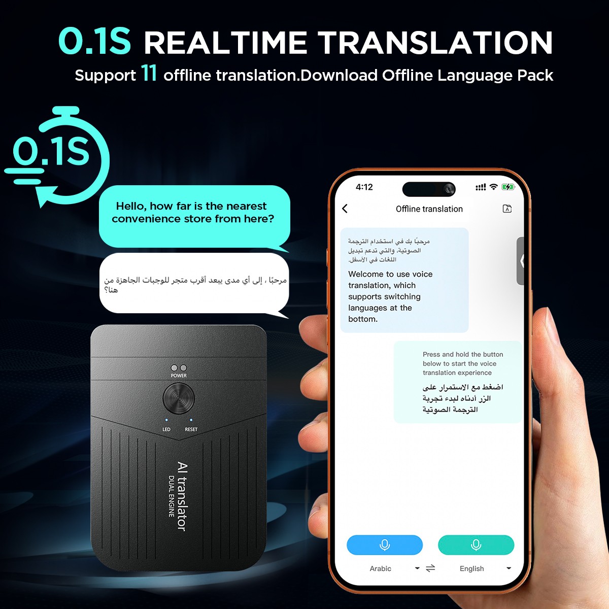 Language Translator Device, Two Way Real-Time Voice Translation 136 Languages