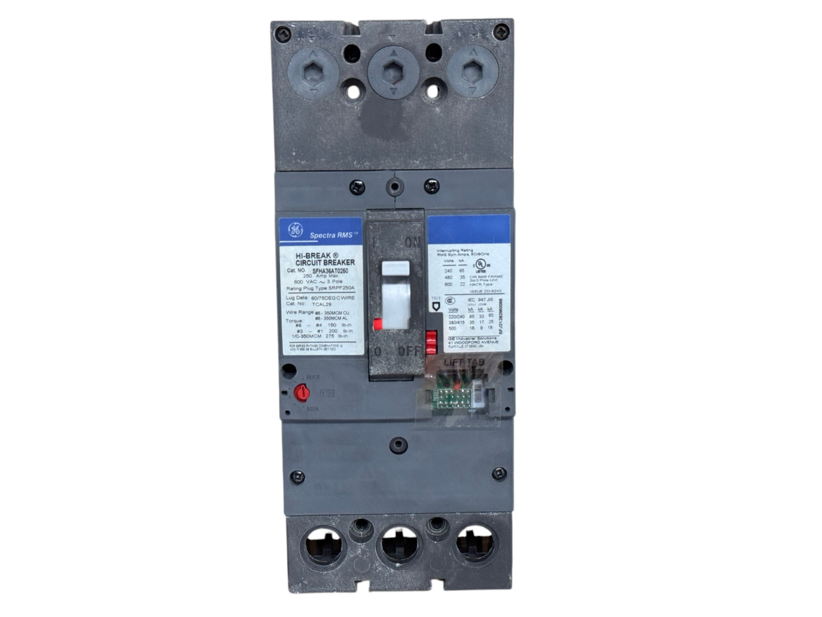 GE SFHA36AT0250 250A 3-POLE 600V SPECTRA RMS SF250 65KA CIRCUIT BREAKER NEW