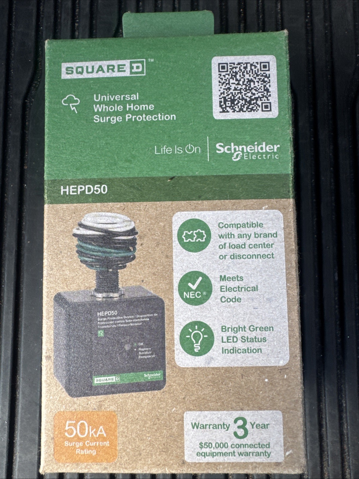 Square D HEPD50 Whole Home Electronics Protect. Device,AC Surge Protection 50kA*