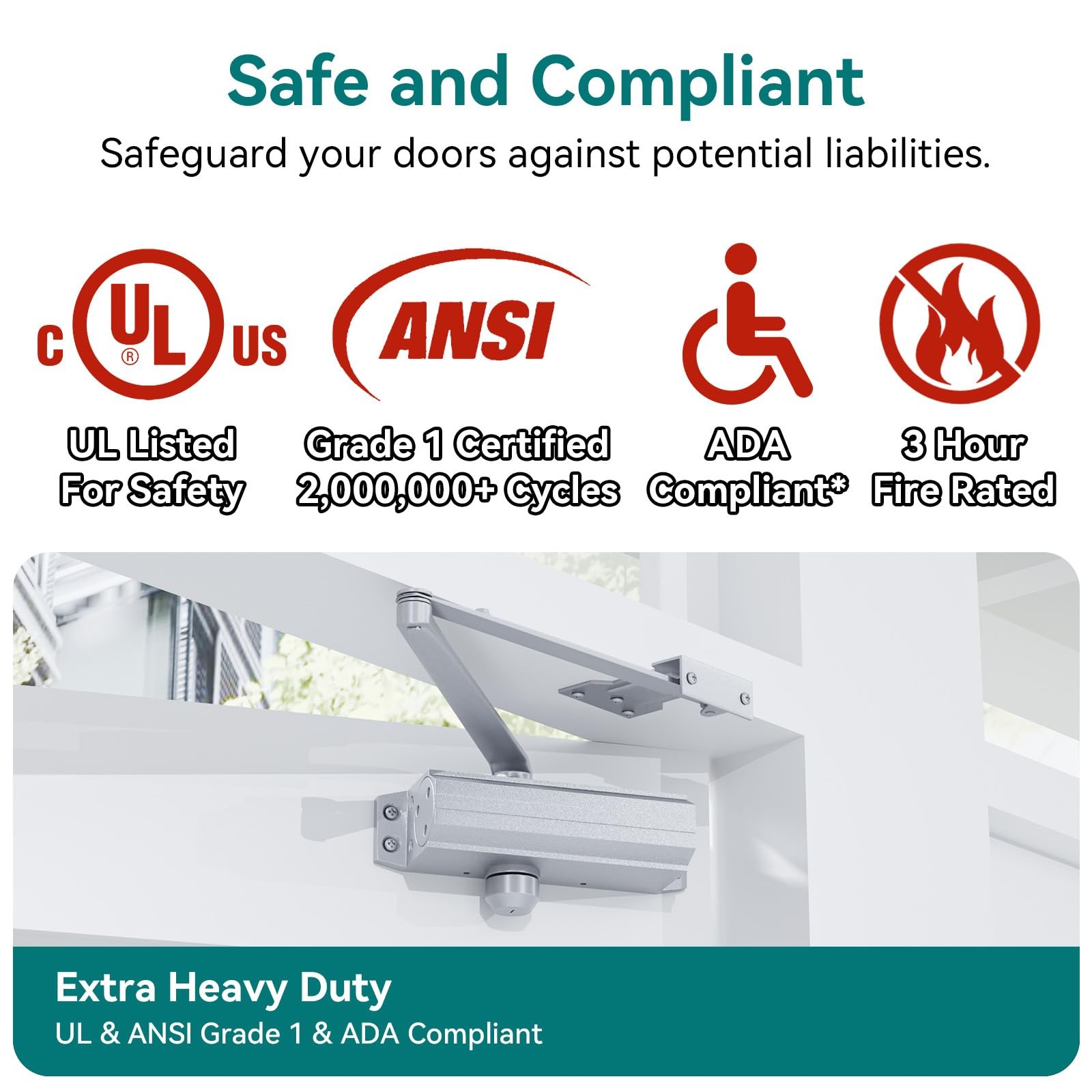 POWAWINI Automatic Door Closer, Adjustable Self Closing, Backcheck Function,