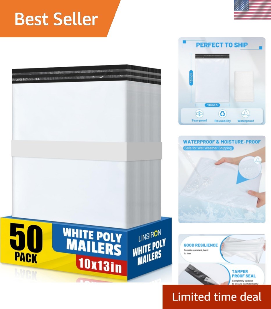 50 Pcs Poly Mailers Shipping Bags 10×13 Inch Packaging Clothes Polymailers En…