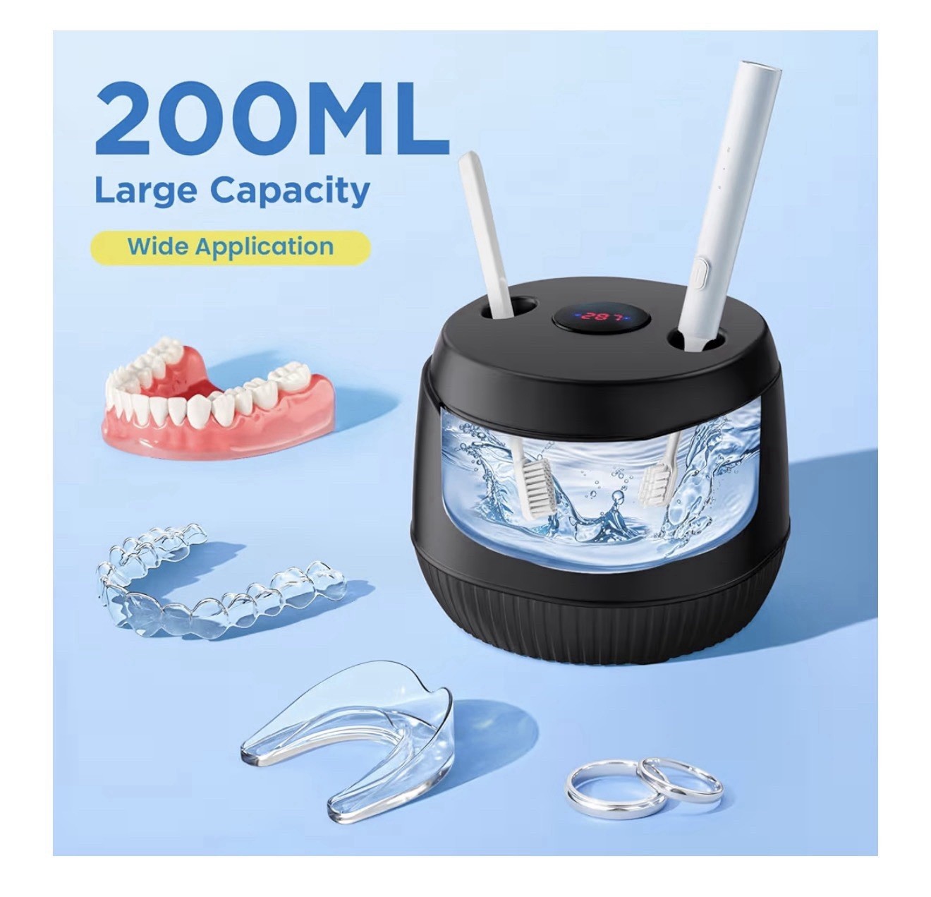 Dental Ultrasonic Retainer Cleaner Machine – Dental Cleaning Pod for Denture