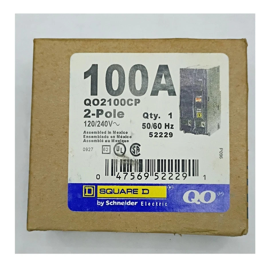 Square D QO2100CP 2 Pole 100A Plug-in Mini Circuit Breaker – Black