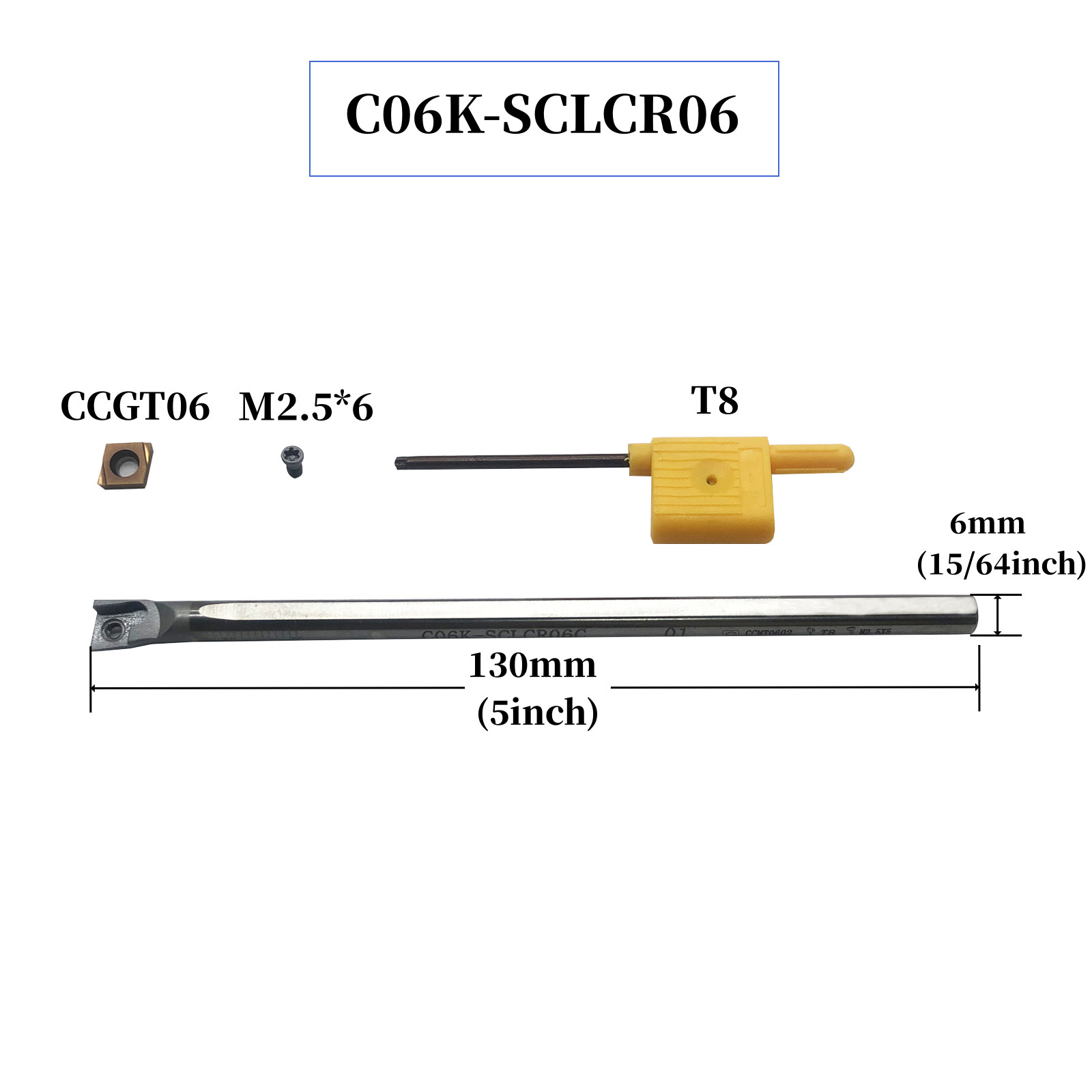 SOLID CARBIDE C06K-SCLCR06 INDEXABLE LATHE BORING BAR 6 MM SHANK