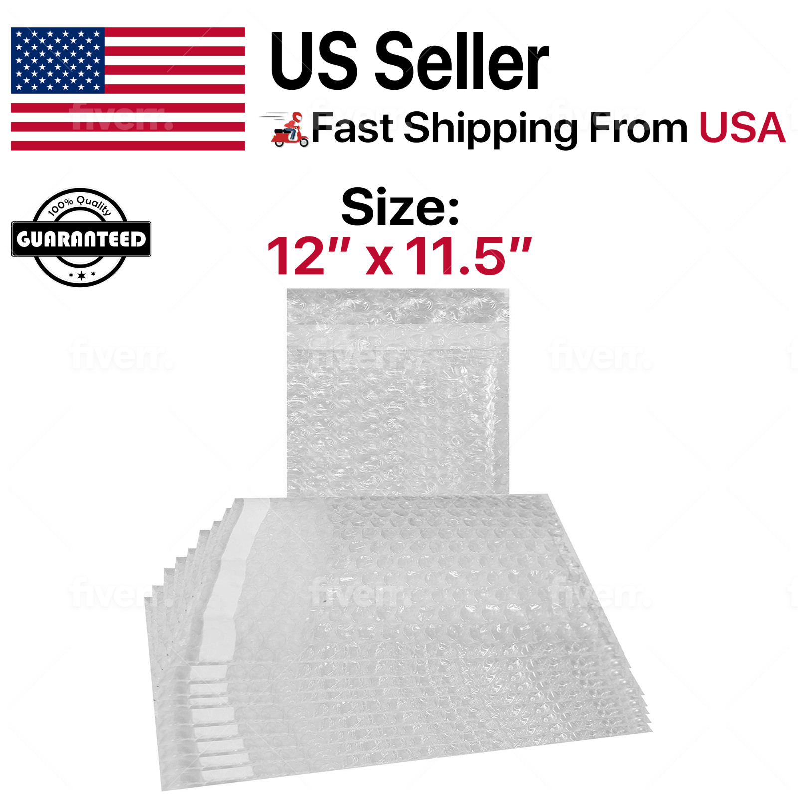 12″ x 11.5″ Bubble Pouches Bags Clear Self Seal Protective Cushioning Wrap 12×11