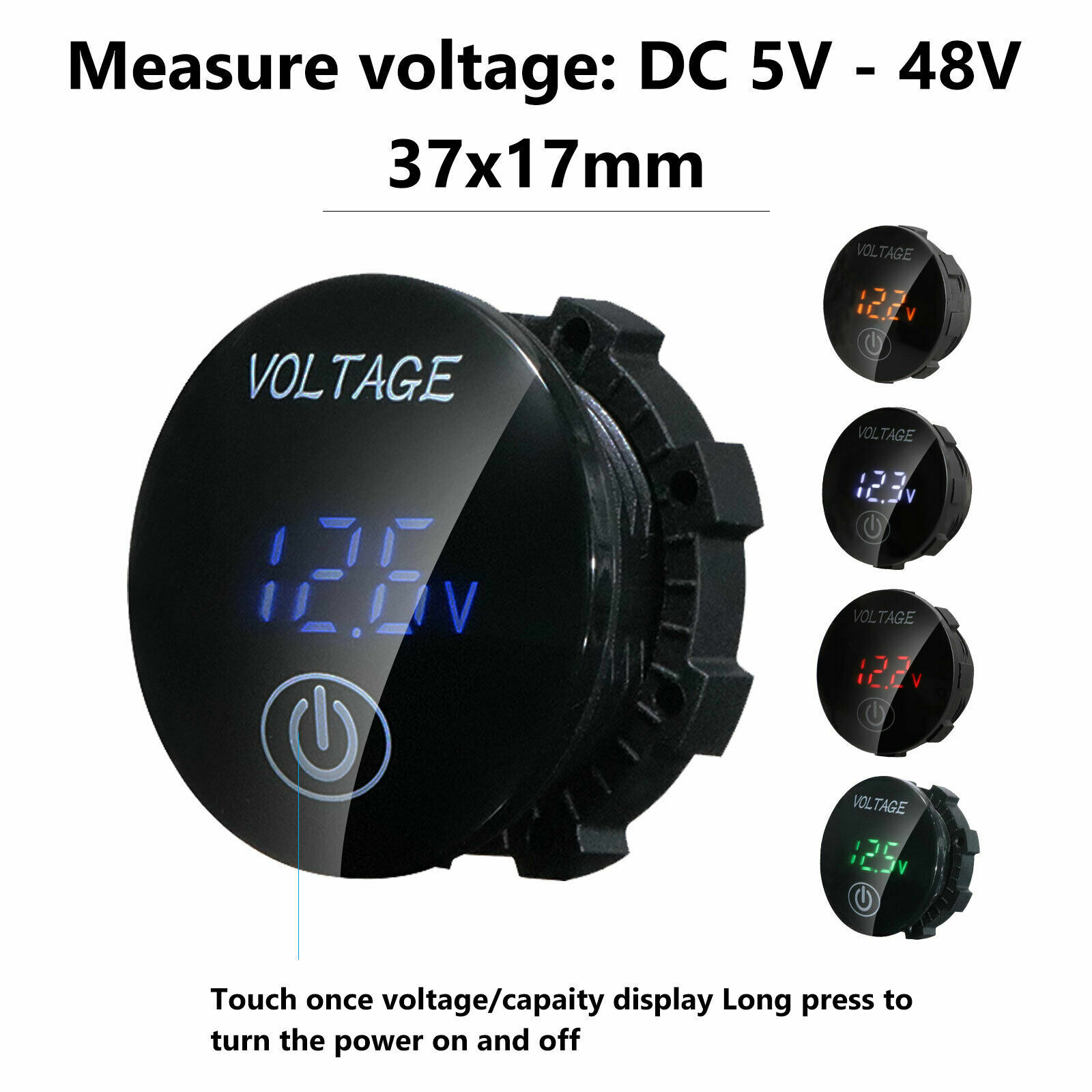 12V-24V Car Marine Motorcycle Touch LED Digital Voltmeter Voltage Meter Battery