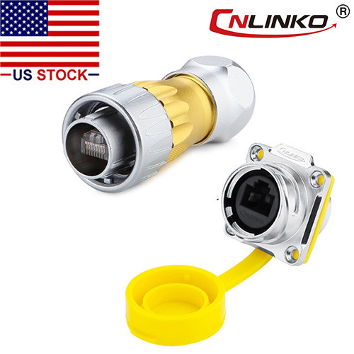 Ethernet Circular Connector RJ45 Plug & Socket Outdoor Waterproof IP67 Metal