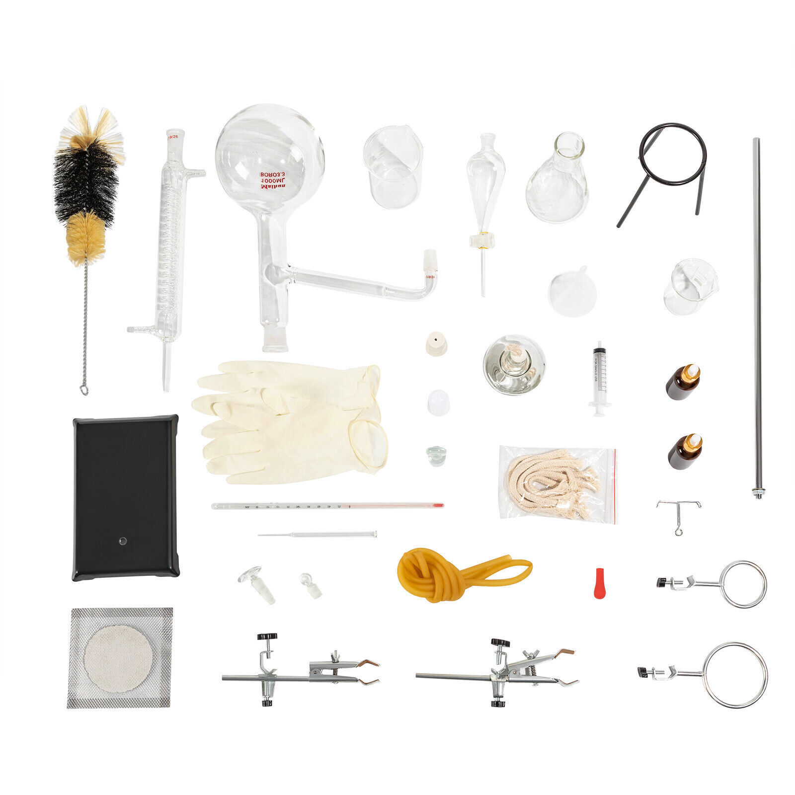 1000ml Distillation Apparatus Kit Chemistry Lab Essential Oil Distilling Glass