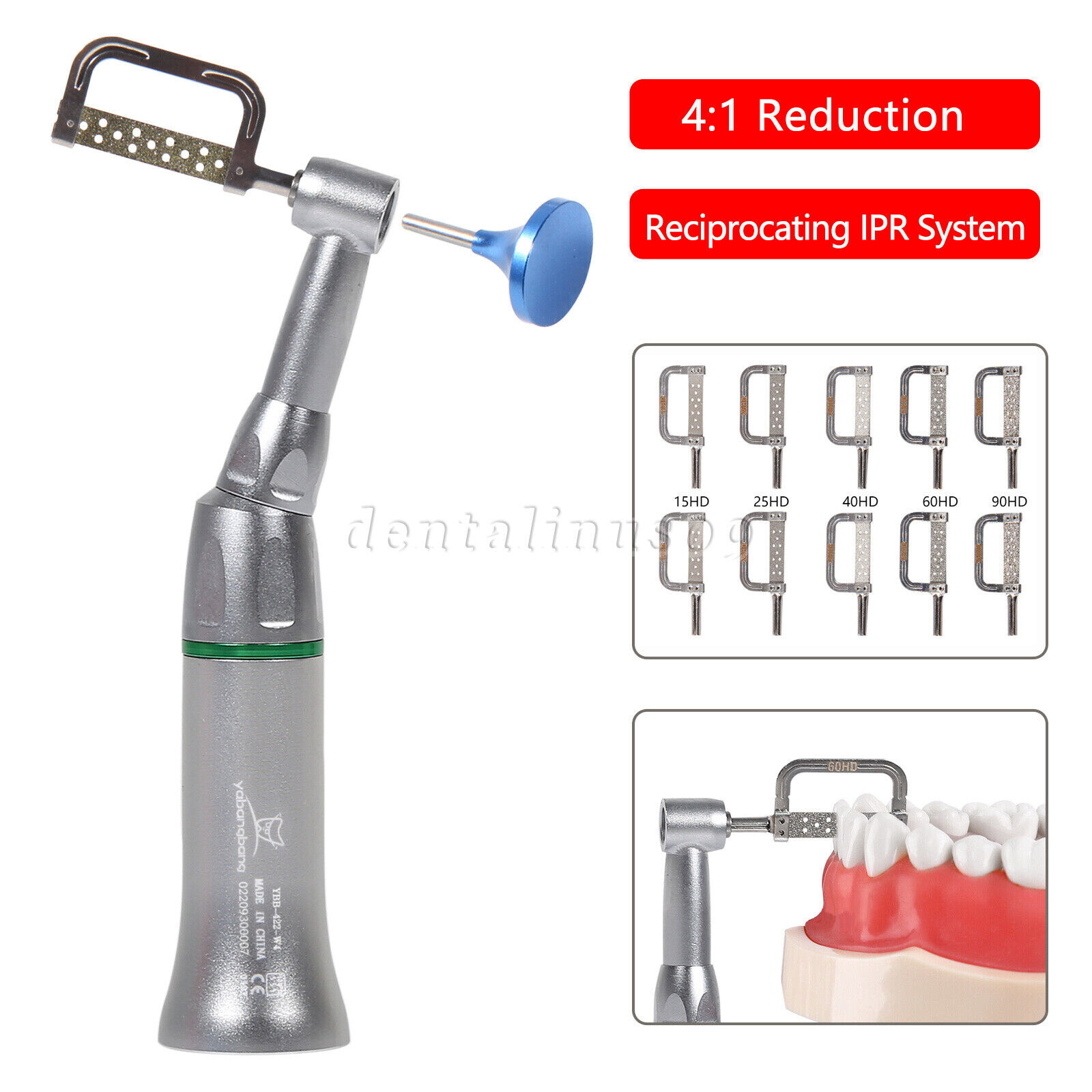 4:1 Reduction Dental Contra Angle IPR Handpiece & 10 Interproximal Strips Kit st