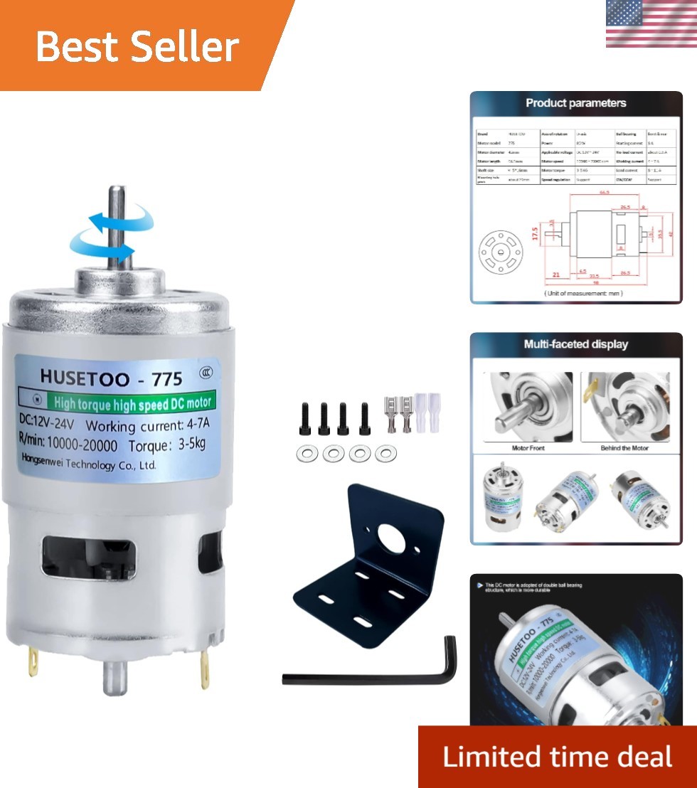 Durable 12V Motor with 80 Watts Power & Cooling Fan for Optimal Performance