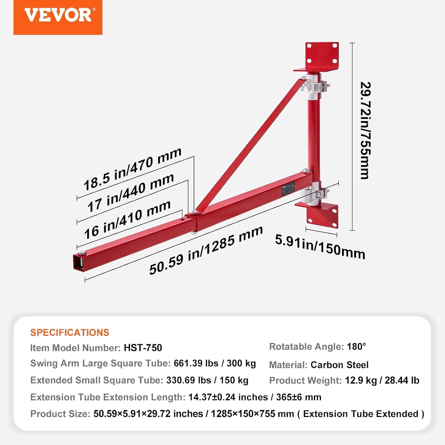 Versatile Wall-Mounted Hoist Crane, 660 lbs Capacity, Easy Installation