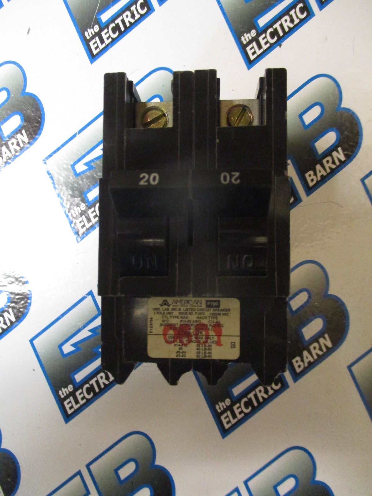 American NA220, 20 Amp, 240 Volt, 2 Pole, Circuit Breaker- NEW-S