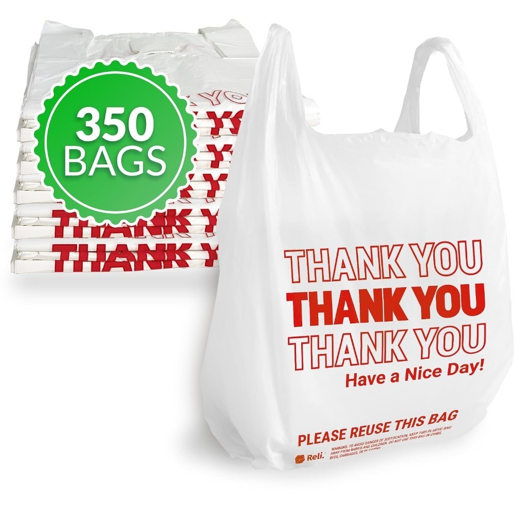 Thank You Plastic Bags (350 Count) (11.5″ x 6.5″ x 21″) (White) – Grocery,