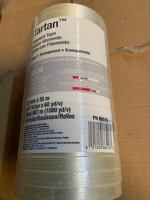 18 Pack – 3M™ Tartan 86518 Filament Tape 8934 Clear 12mm x 55m 1/2in x 60 yards