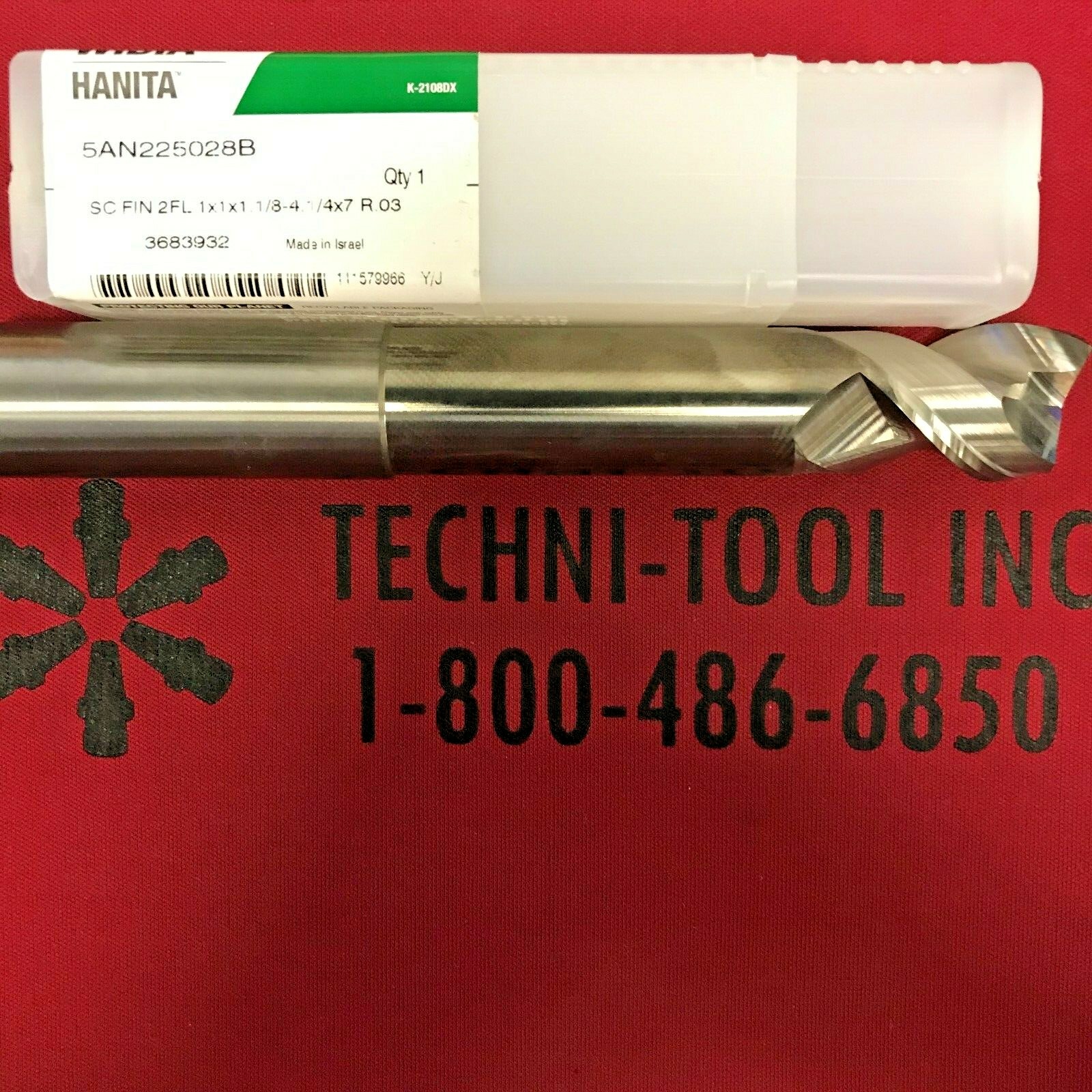 5AN225028B 1 X 1 1/8 X 7 Uncoated R=0.762 SE 2FL CC Neck Back HP Endmill 3683932
