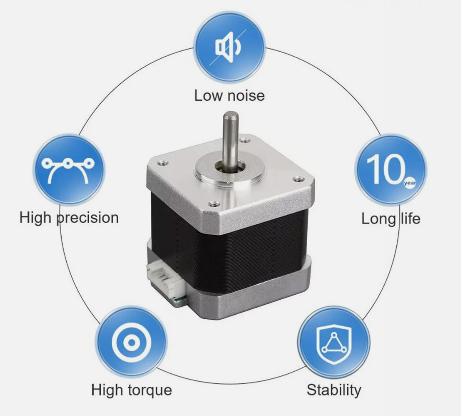 NEMA17 42mm Open-Loop Stepper Motor, 2-Phase 1.8°, 0.42Nm, Suitable for Printer