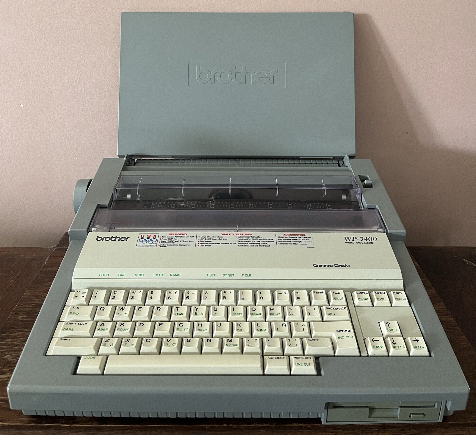 Vintage Brother Word Processor Typewriter Model WP-3400 W/ Cover – Tested/Works
