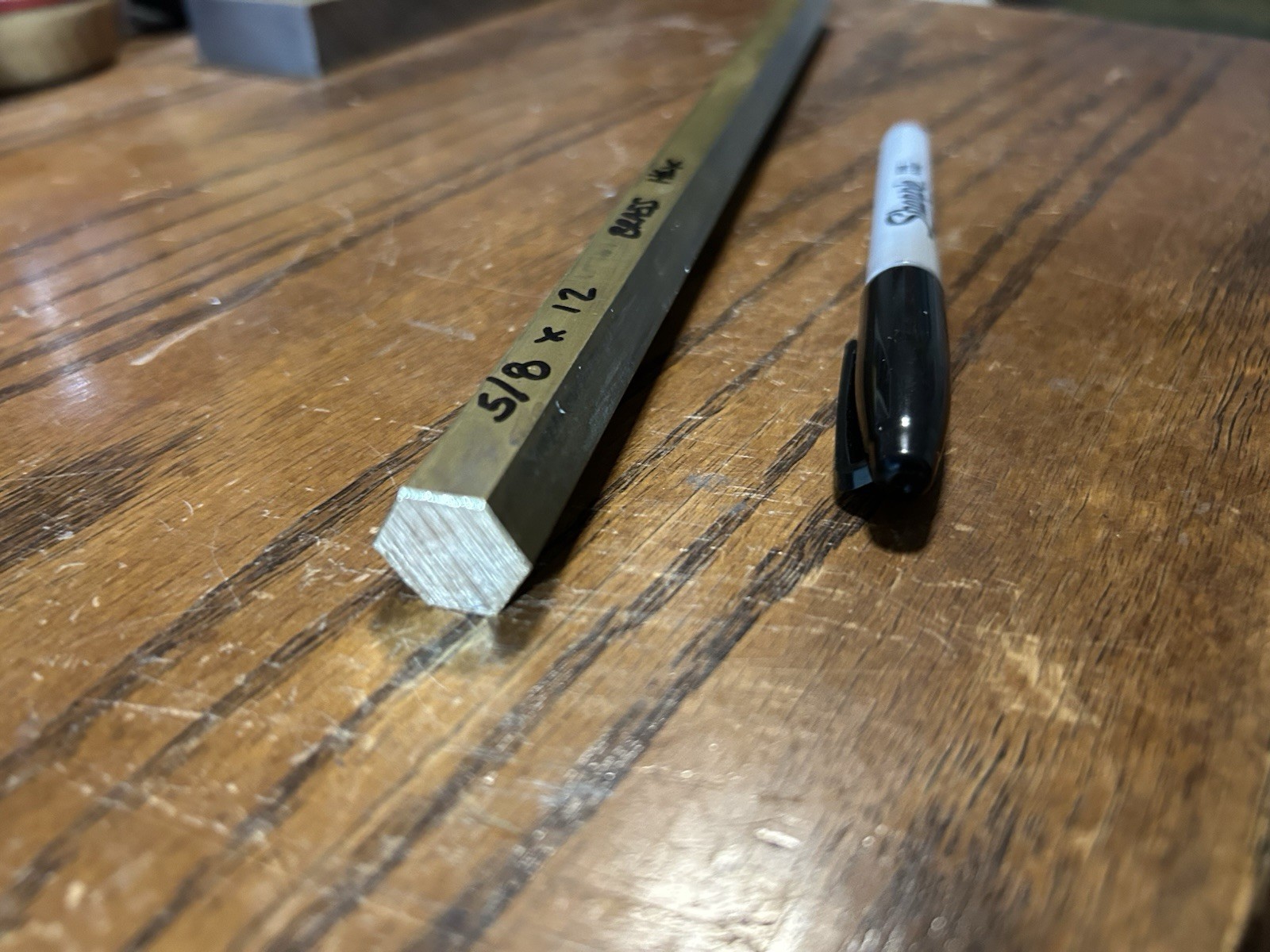 5/8″ ( across flats ) x 12″ long Brass Hex Bar