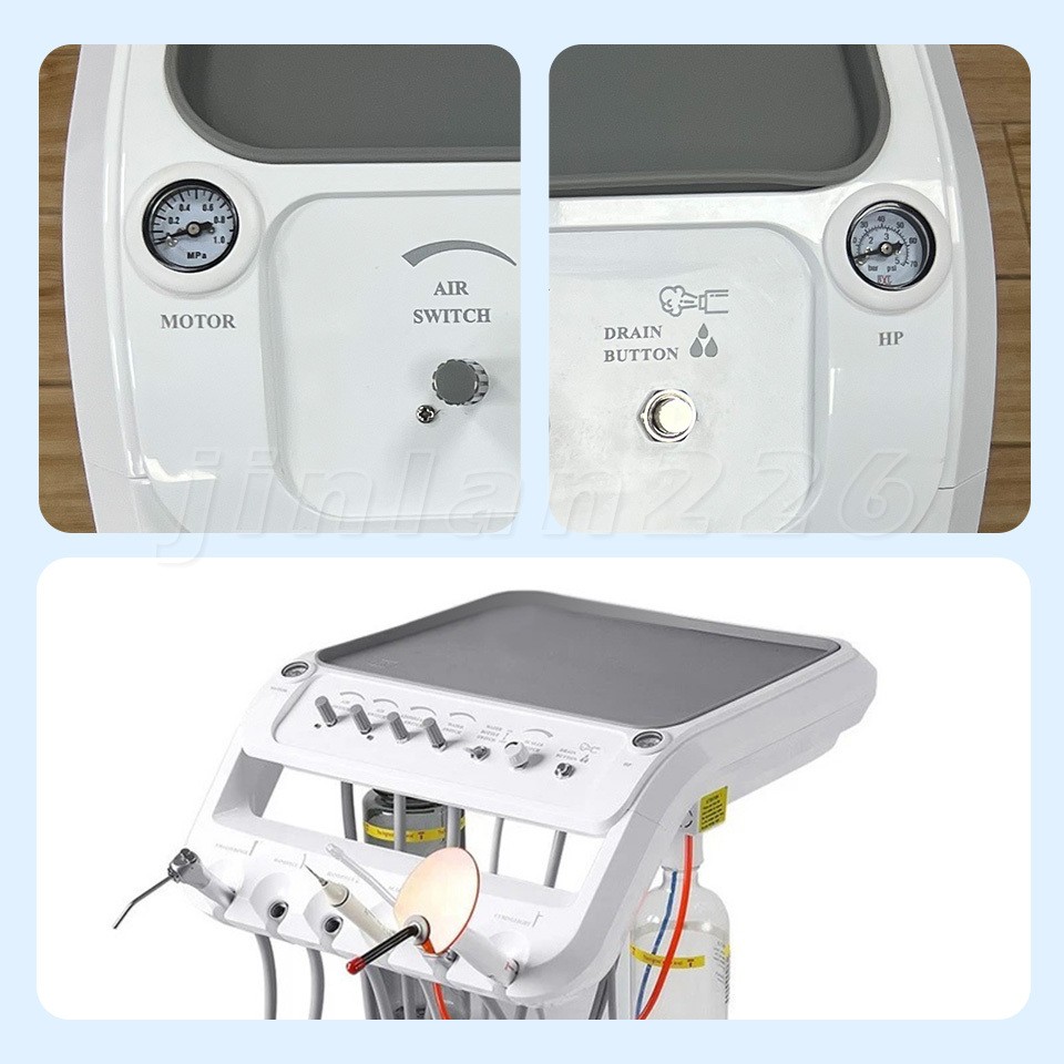 Dental mobile Delivery Unit Treatment Cart with Compressor scaler Curing Light