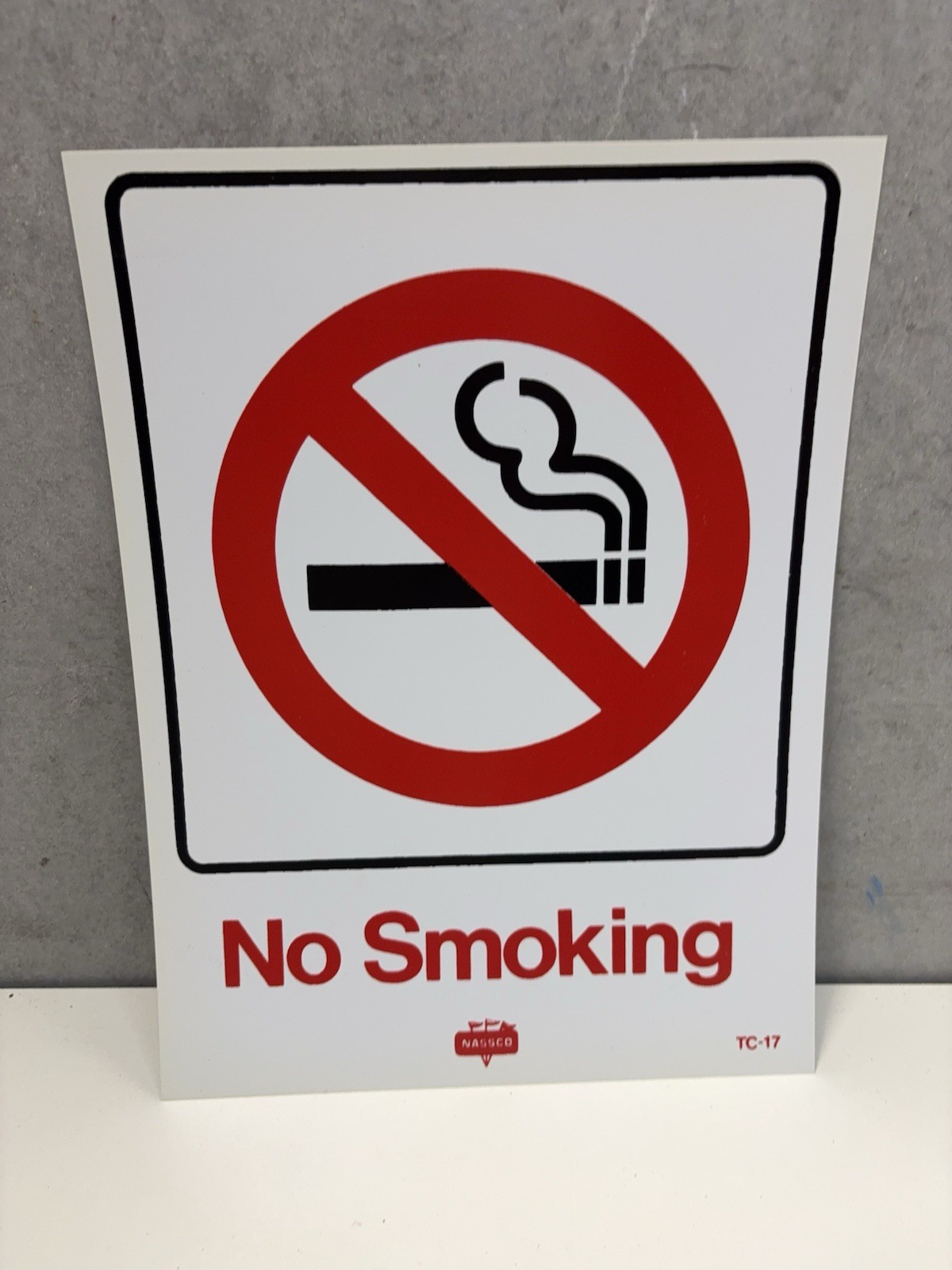 NASSCO No Smoking Sign TC-17 Red White Safety Notice Plastic 12×9