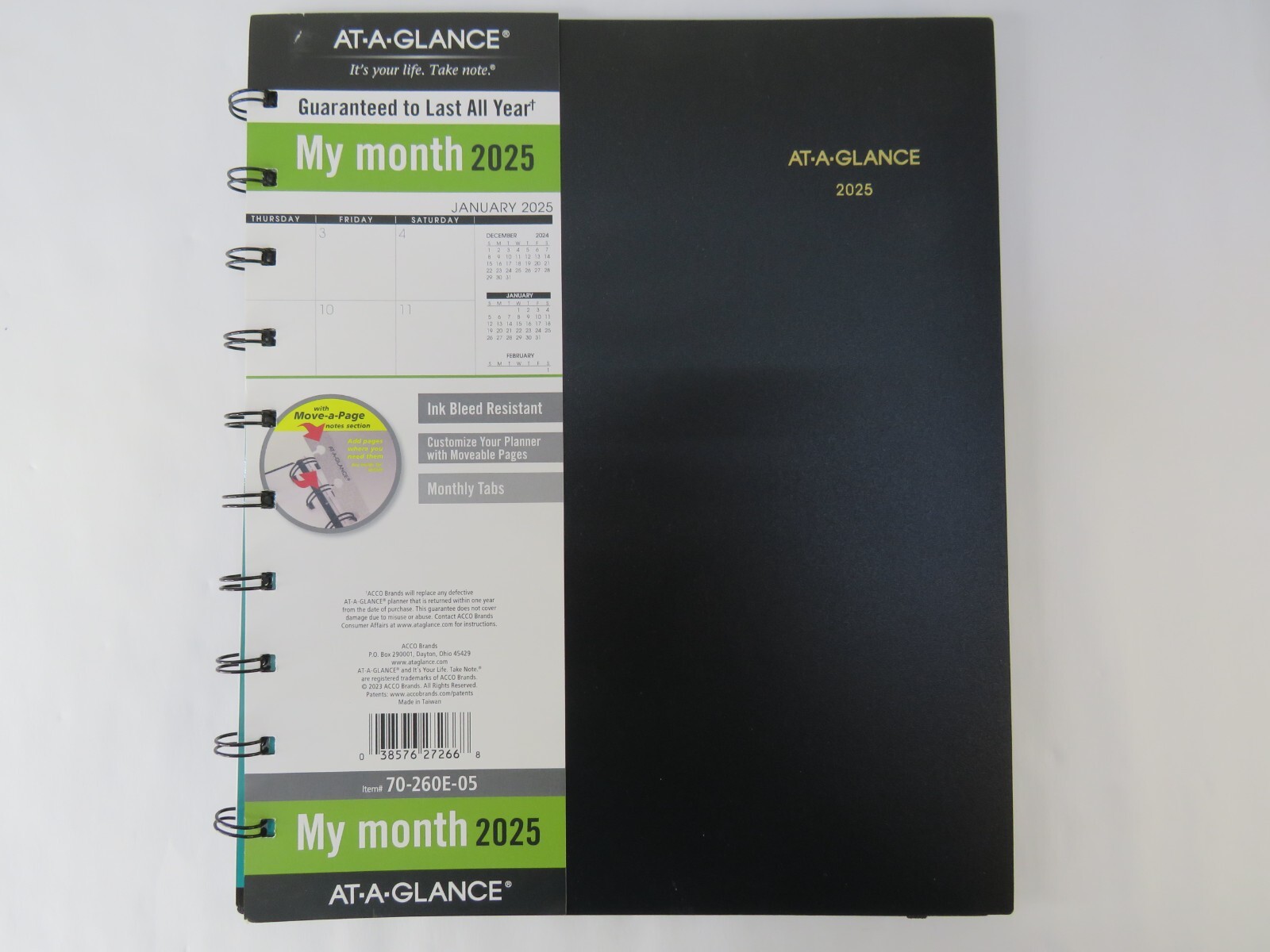 2025 AT-A-GLANCE Move-A-Page Monthly Planner, 8-3/4″ x 11″, Black, Jan-Dec
