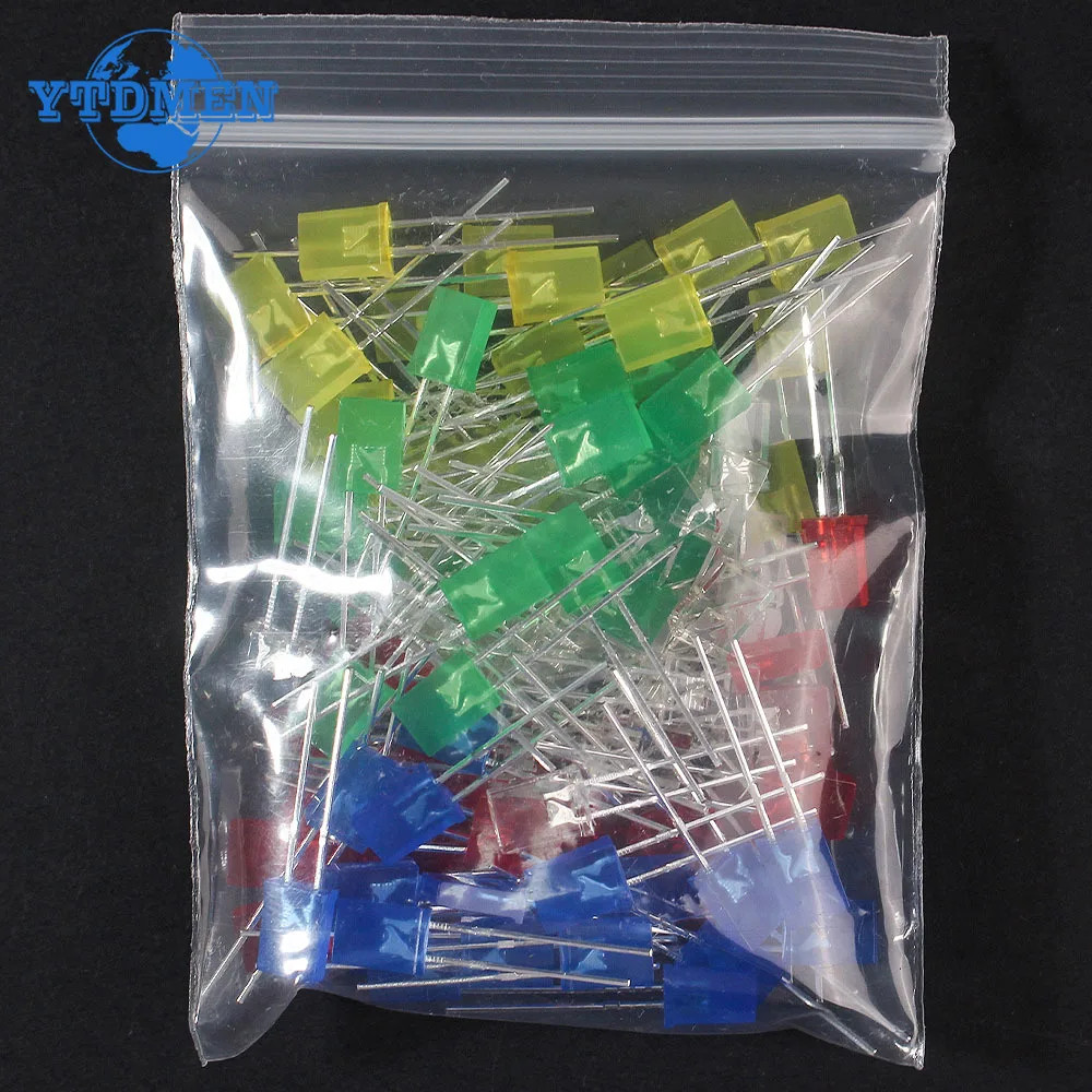 100Pcs/Lot Square 2*5*7Mm LED Diode 2X5X7Mm 5 Colors Red Yellow Green Blue White