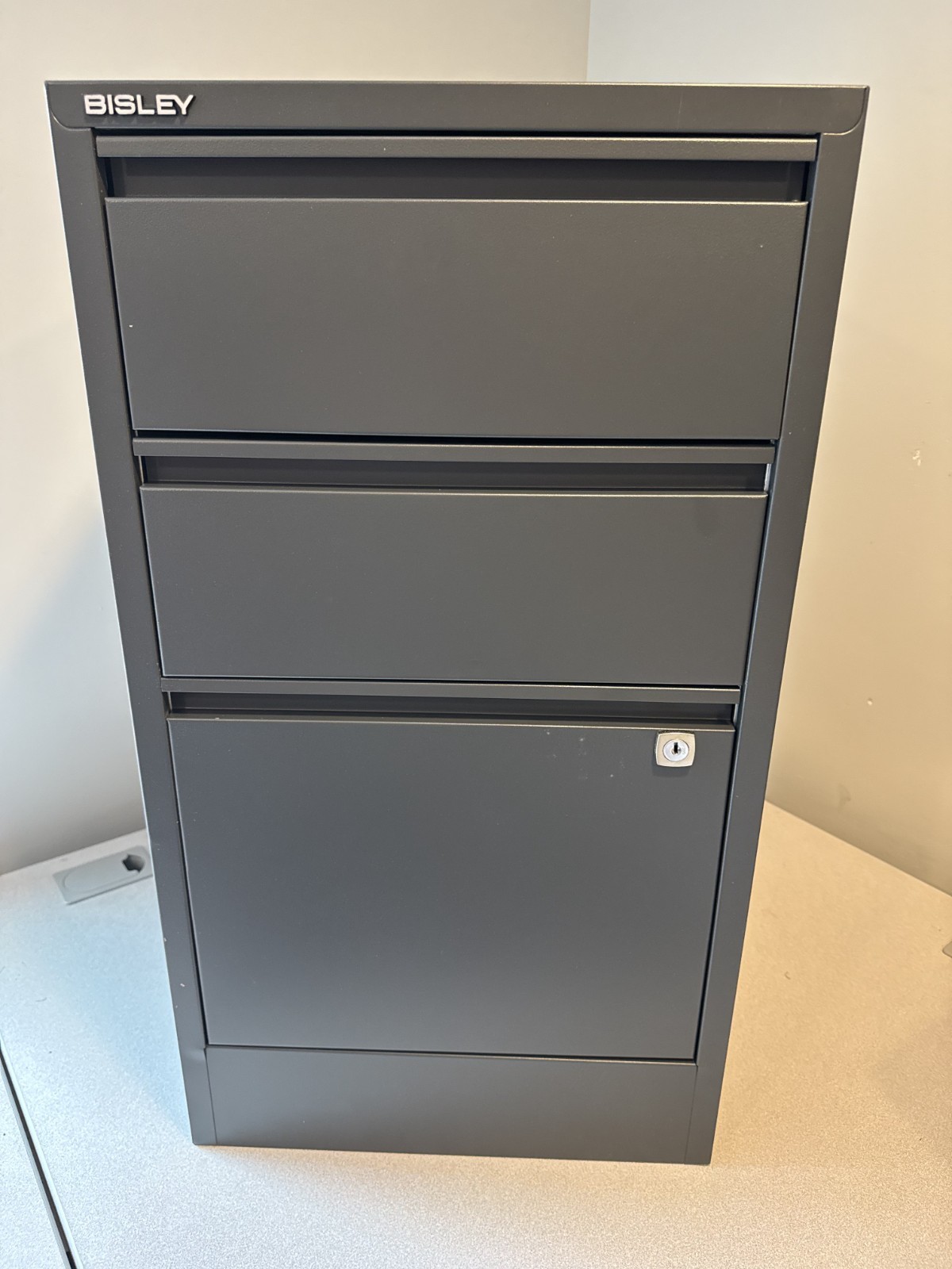NEW! Bisley 3-Drawer Flush Front File Cabinet – Anthracite **REDUCED PRICE**