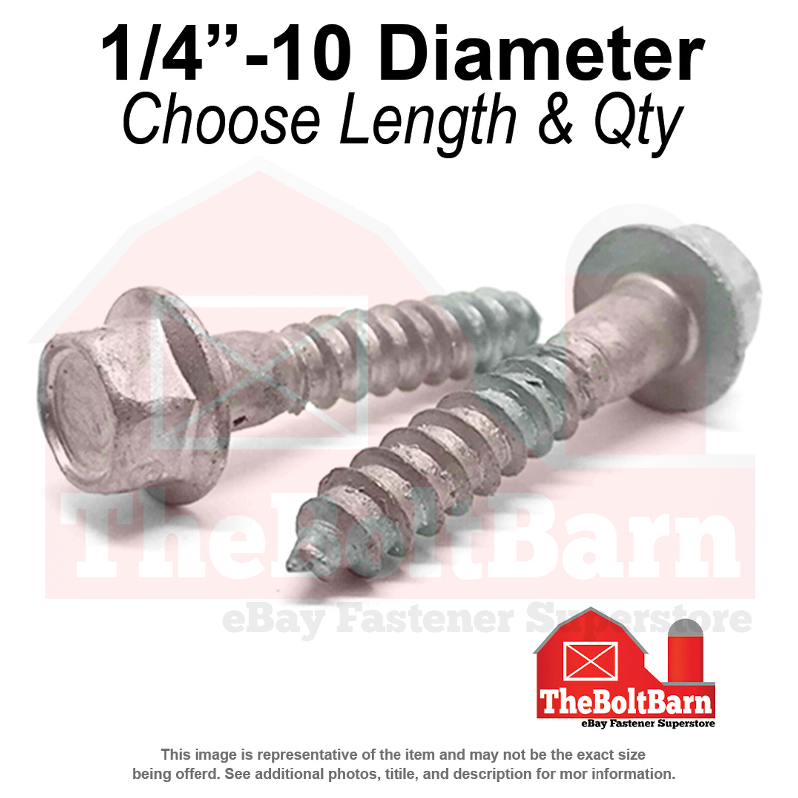 1/4″-10 Hex Flange Lag Screws Galvanized (Choose Length & Qty)