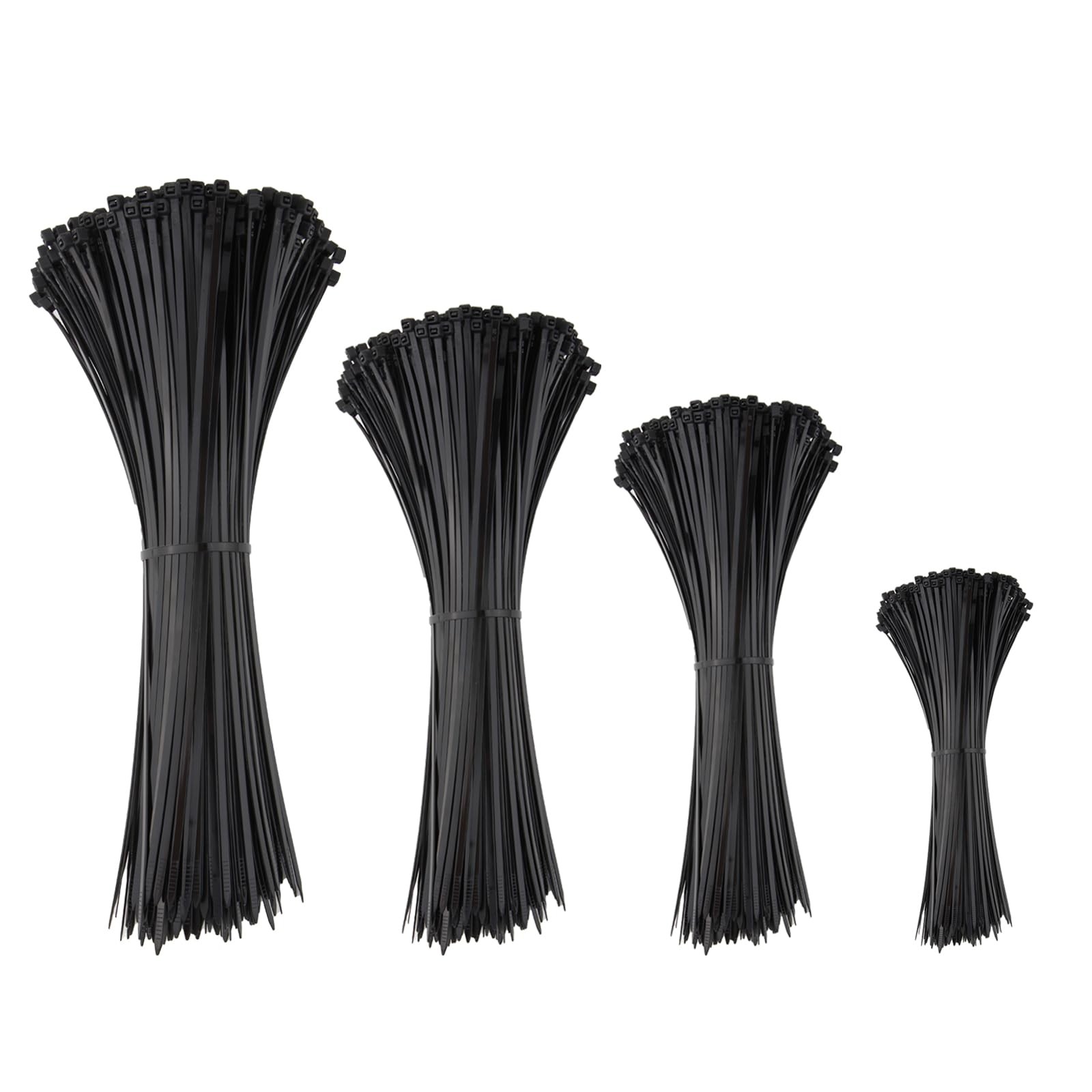 Black Zip Ties Assorted 12+8+6+4 inch, 200 Pack, 4+6+8+12 (200 Pack),