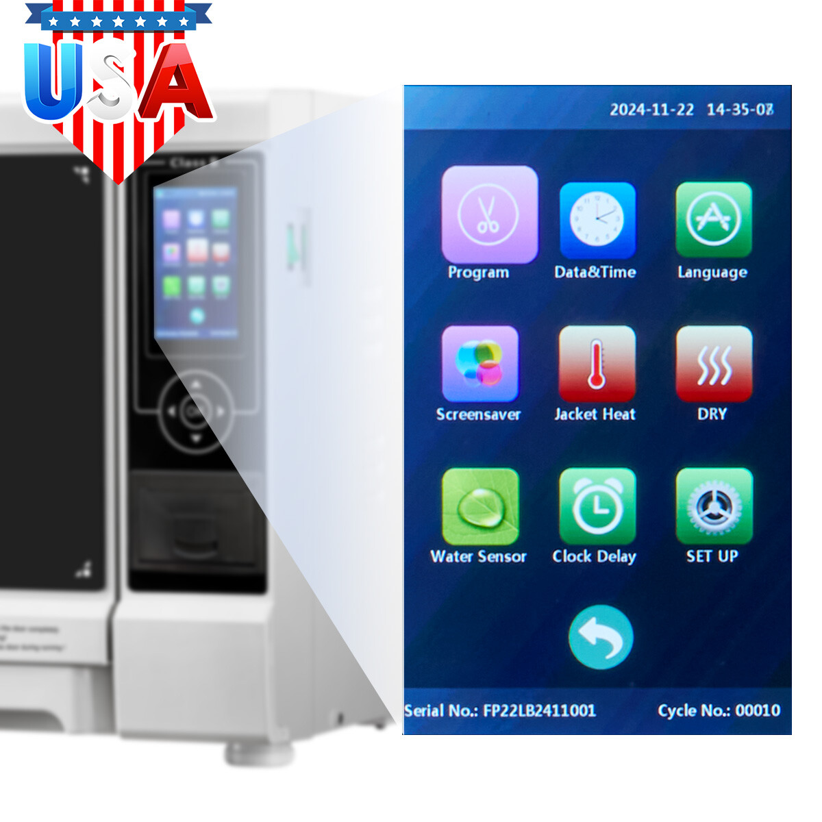 18L/22L Dental Autoclave Steam Sterilizer Medical Class B Drying/w/ Printer