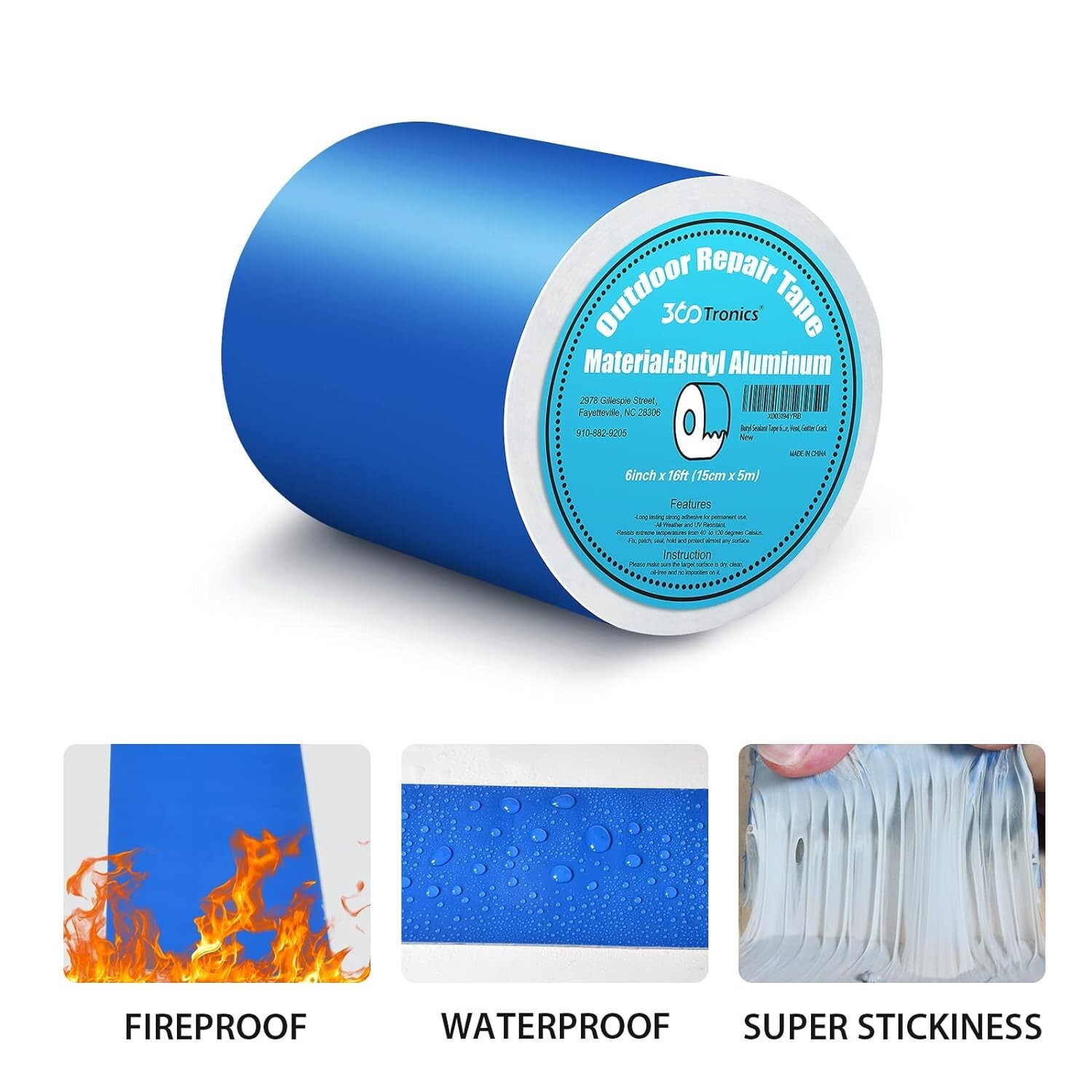 Super Waterproof Tape, Aluminum Butyl Rubber Tape 6″ x 16 ft, RV, Roof, Metal
