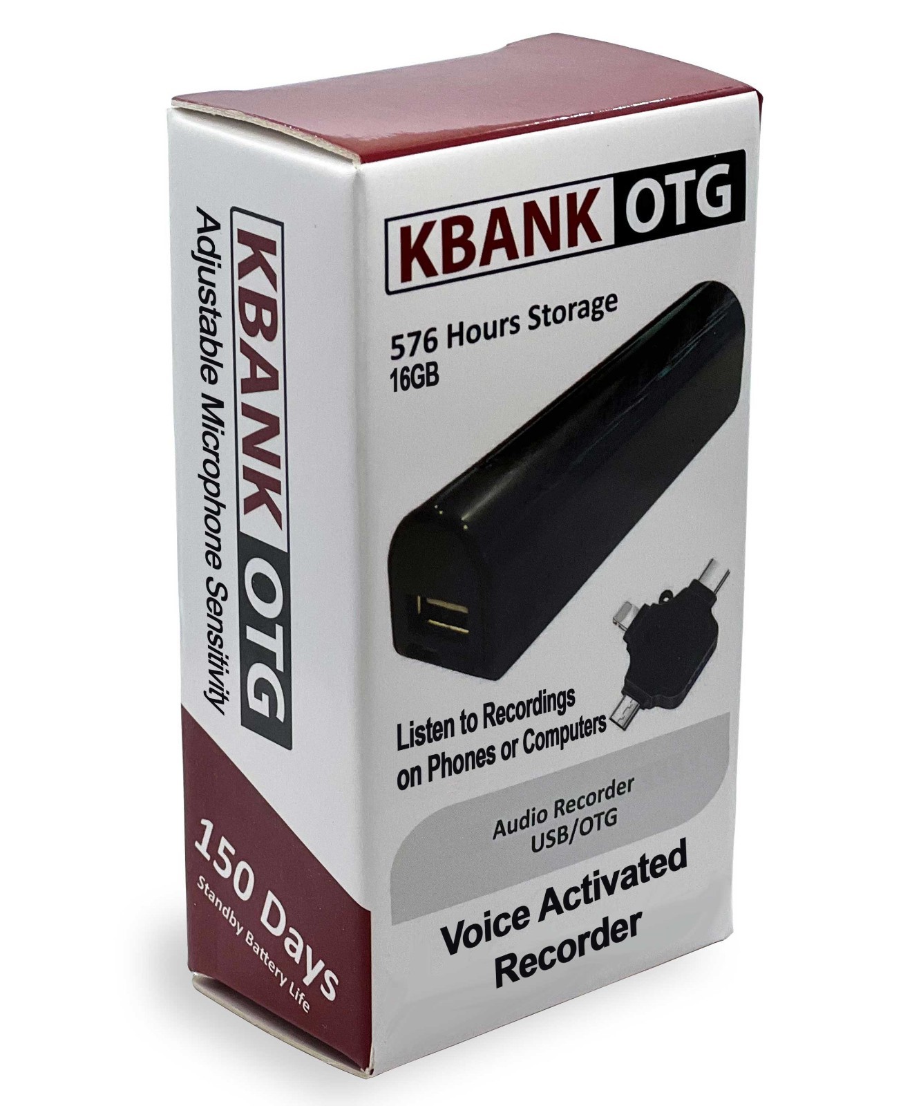 Long Battery Life Voice Activated Recorder Playback on iPhone, Android, Computer