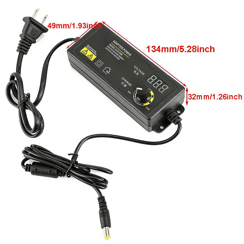60W Adjustable Voltage 3 to 24V AC/DC Switch Power Supply Adapter 9 Plugs LED